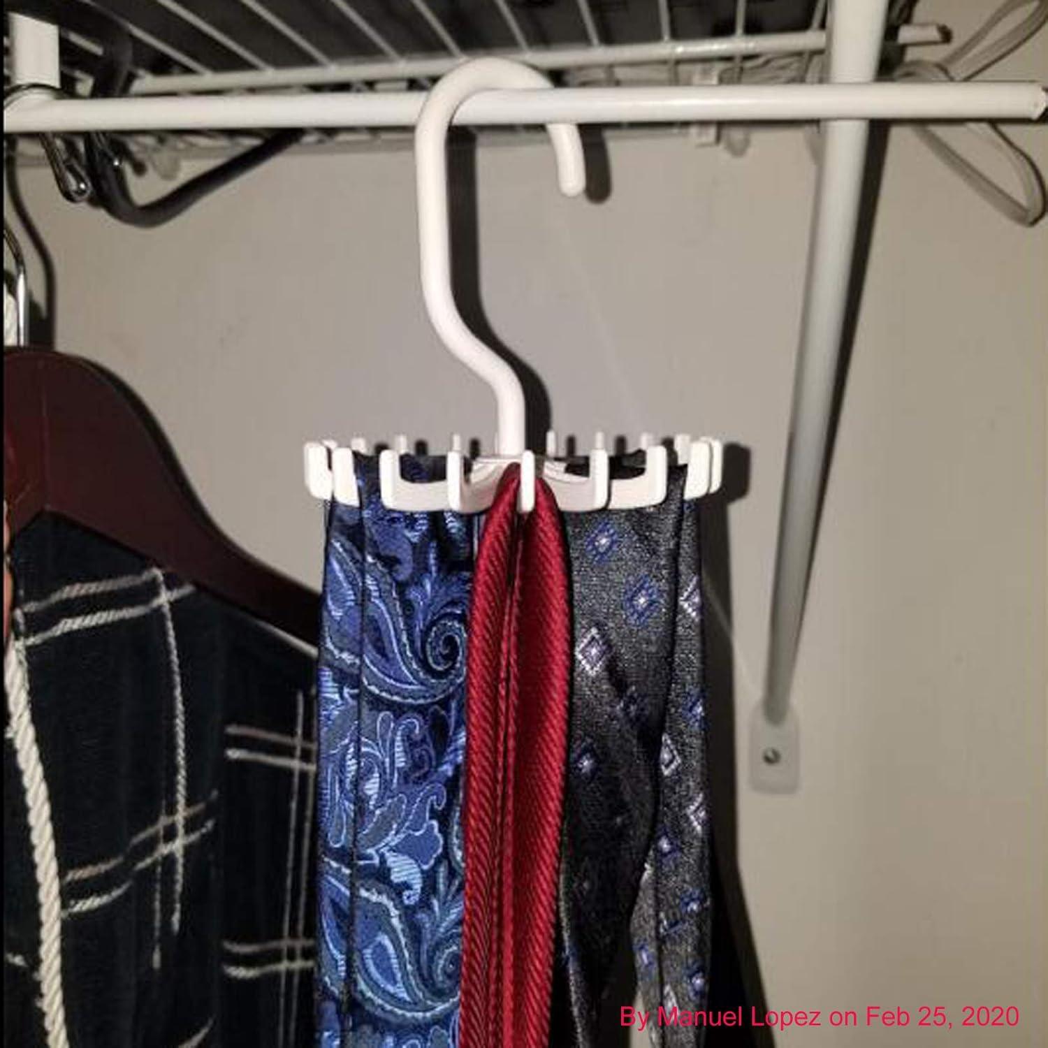 Organizador de Corbatas Z ZICOME 3 Paquetes Blanco 20 Ganchos