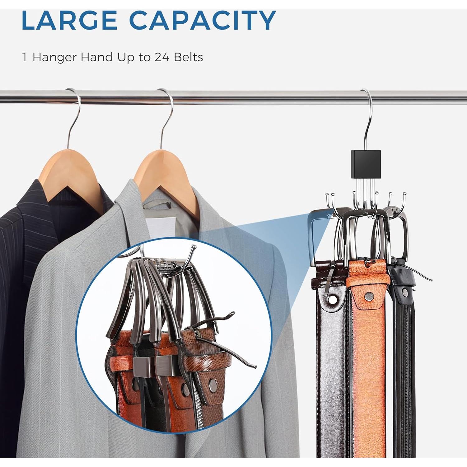 Perchero de Cinturones HAILMAJOR 2 Pcs Rotatorio 360° Negro