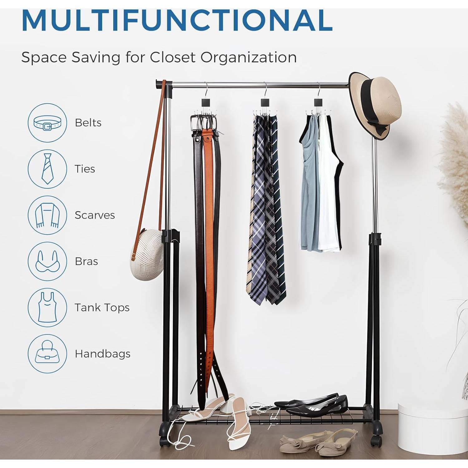 Perchero de Cinturones HAILMAJOR 2 Pcs Rotatorio 360° Negro