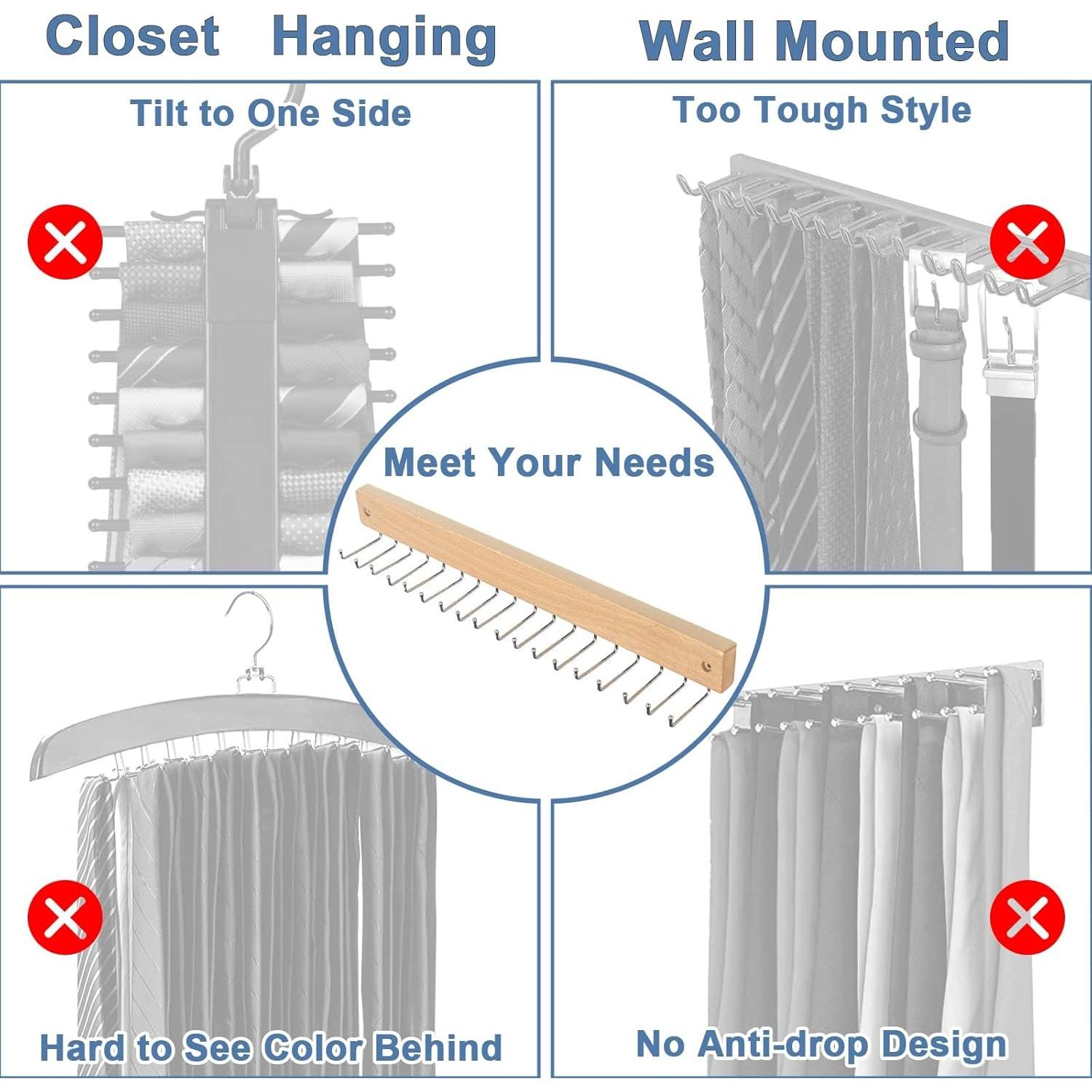 Organizador de Corbatas y Cinturones OTECKK con 20 Ganchos