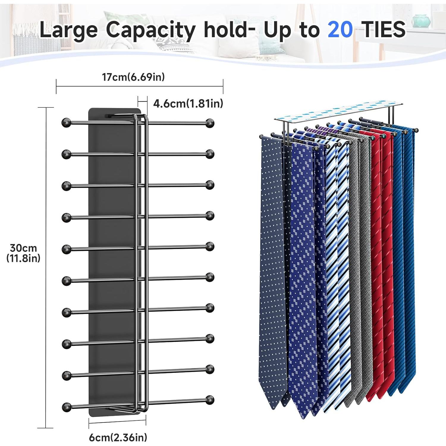 Soporte de Corbatas Loxsun Montado en Pared con 20 Ganchos