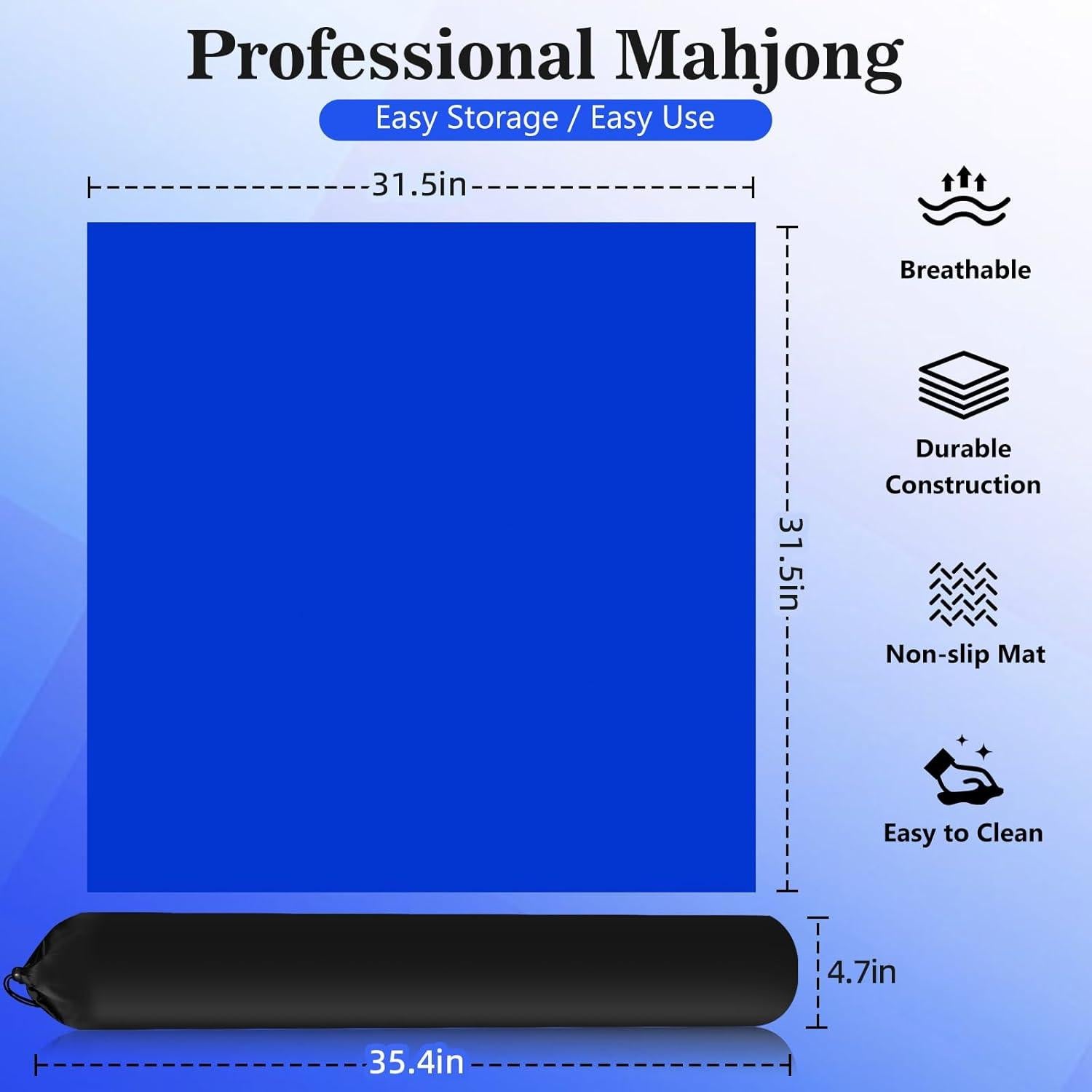 Alfombrilla de Mahjong YCK 80x80 cm Antideslizante y Sin Arrugas
