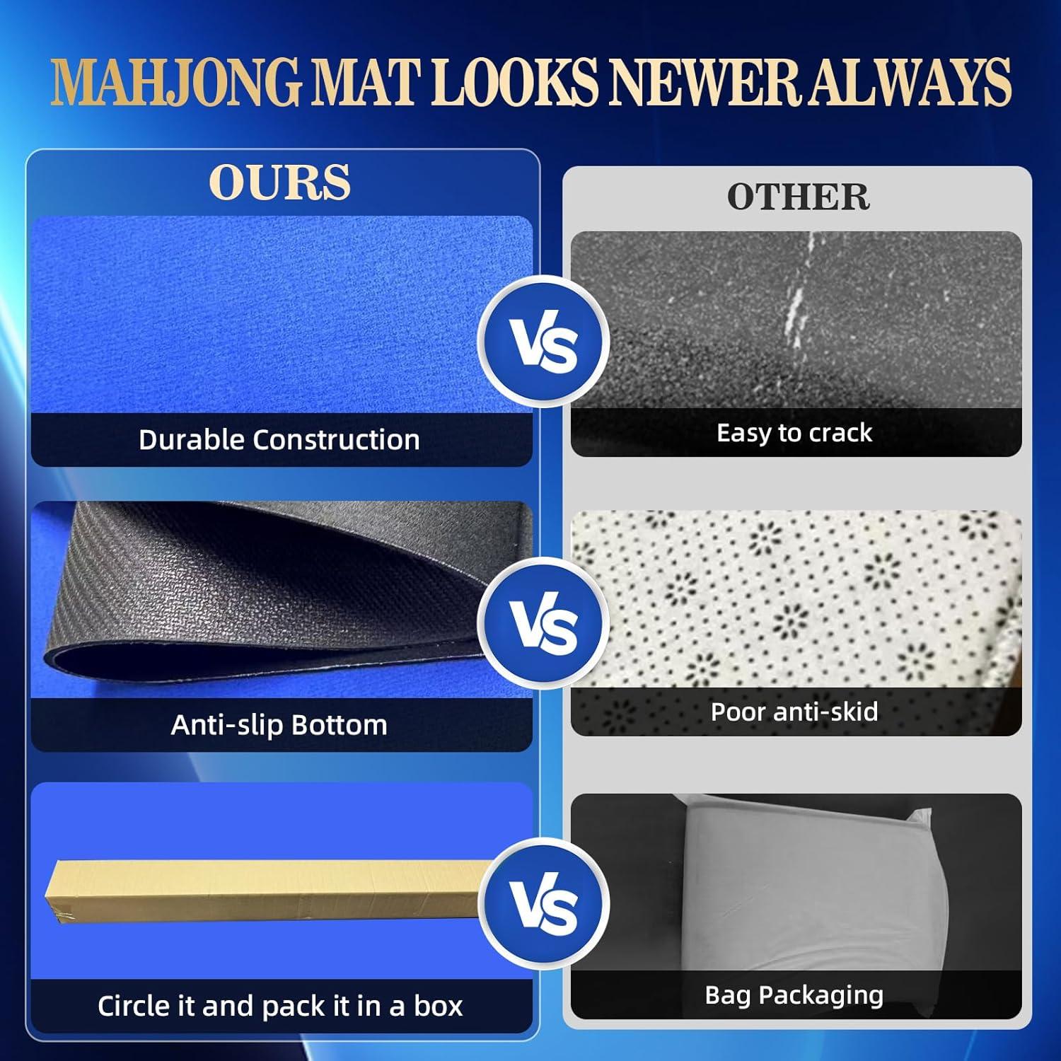 Alfombrilla de Mahjong YCK 80x80 cm Antideslizante y Sin Arrugas