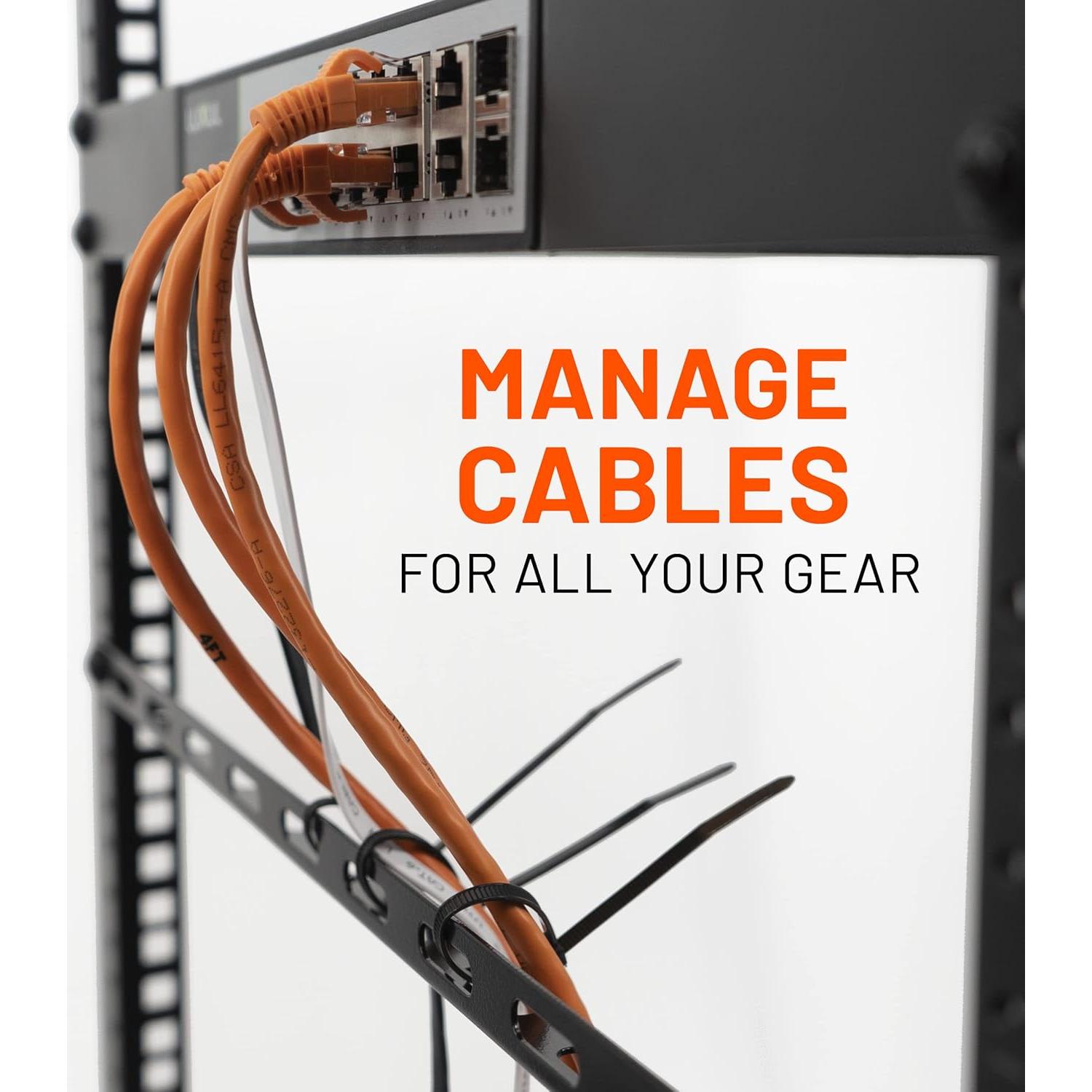 Kit de Gestión de Cables ECHOGEAR - 4 Barras 1U, 24 Bridas