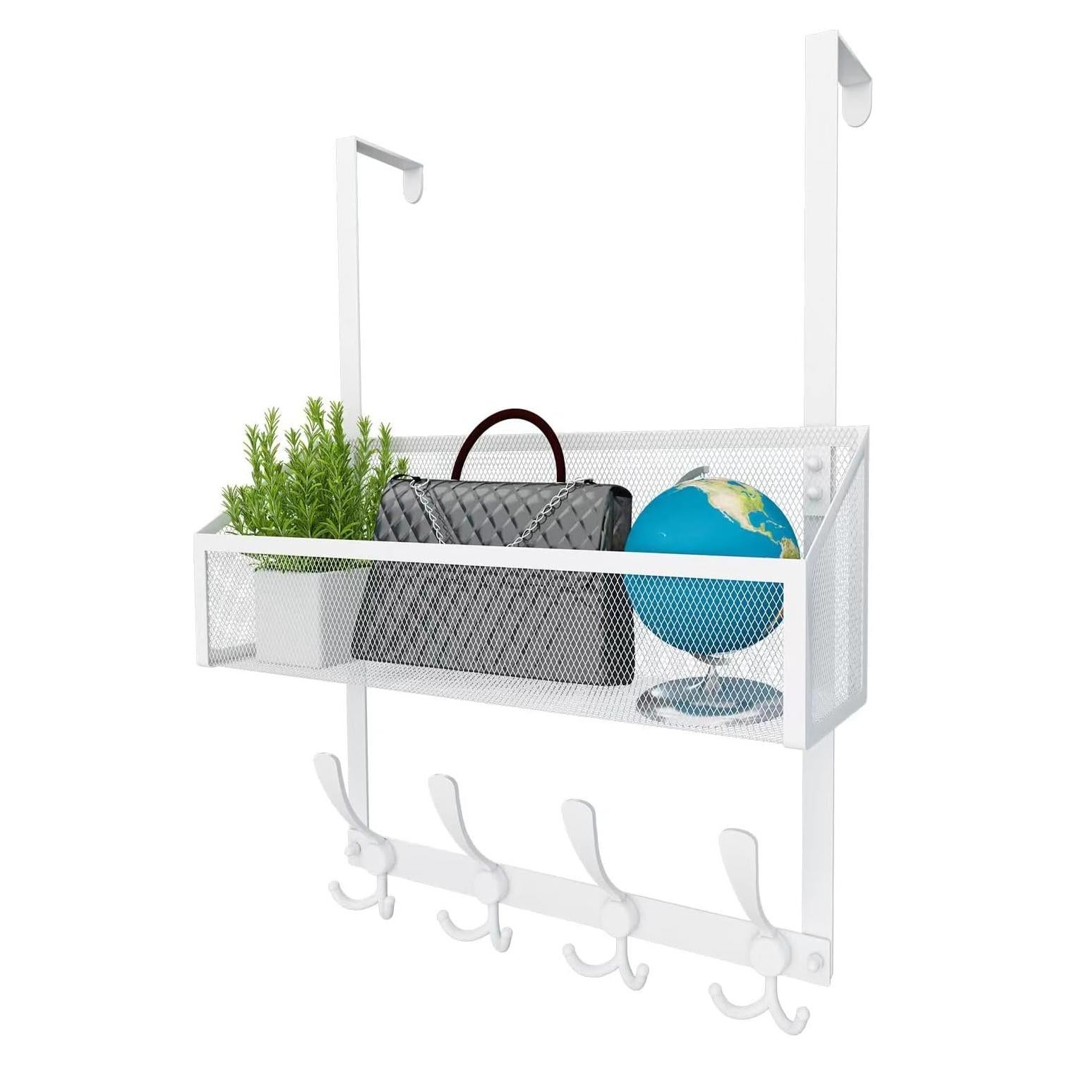 Organizador de Ganchos Sobre la Puerta Kaiferty 2 Niveles Blanco