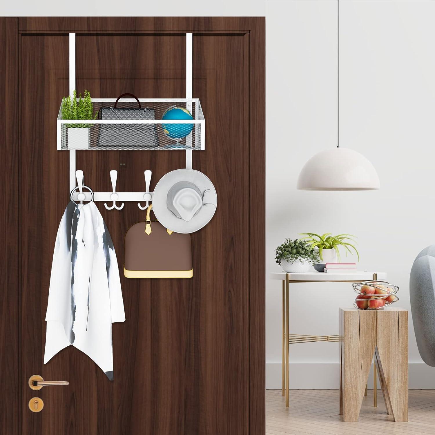 Organizador de Ganchos Sobre la Puerta Kaiferty 2 Niveles Blanco