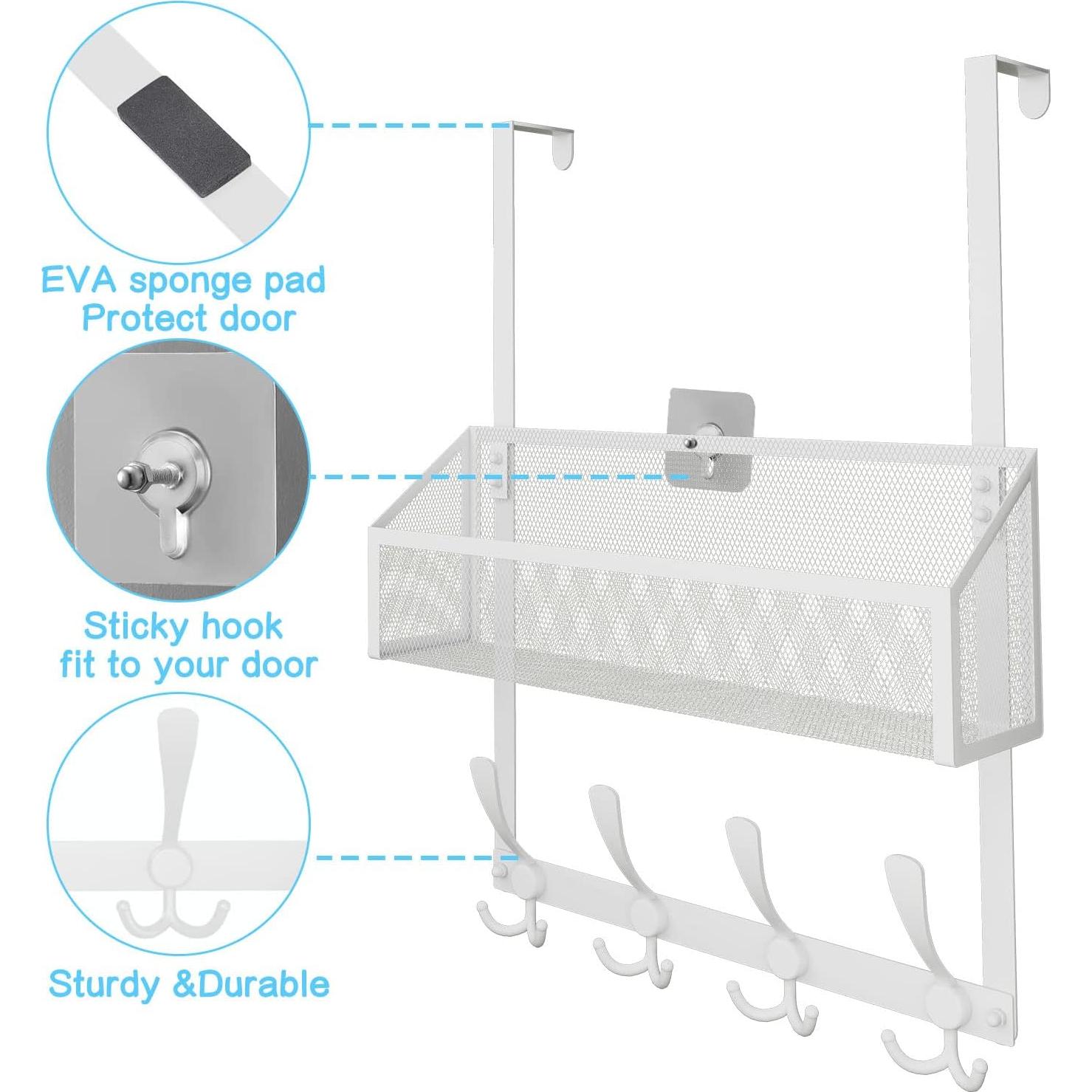 Organizador de Ganchos Sobre la Puerta Kaiferty 2 Niveles Blanco