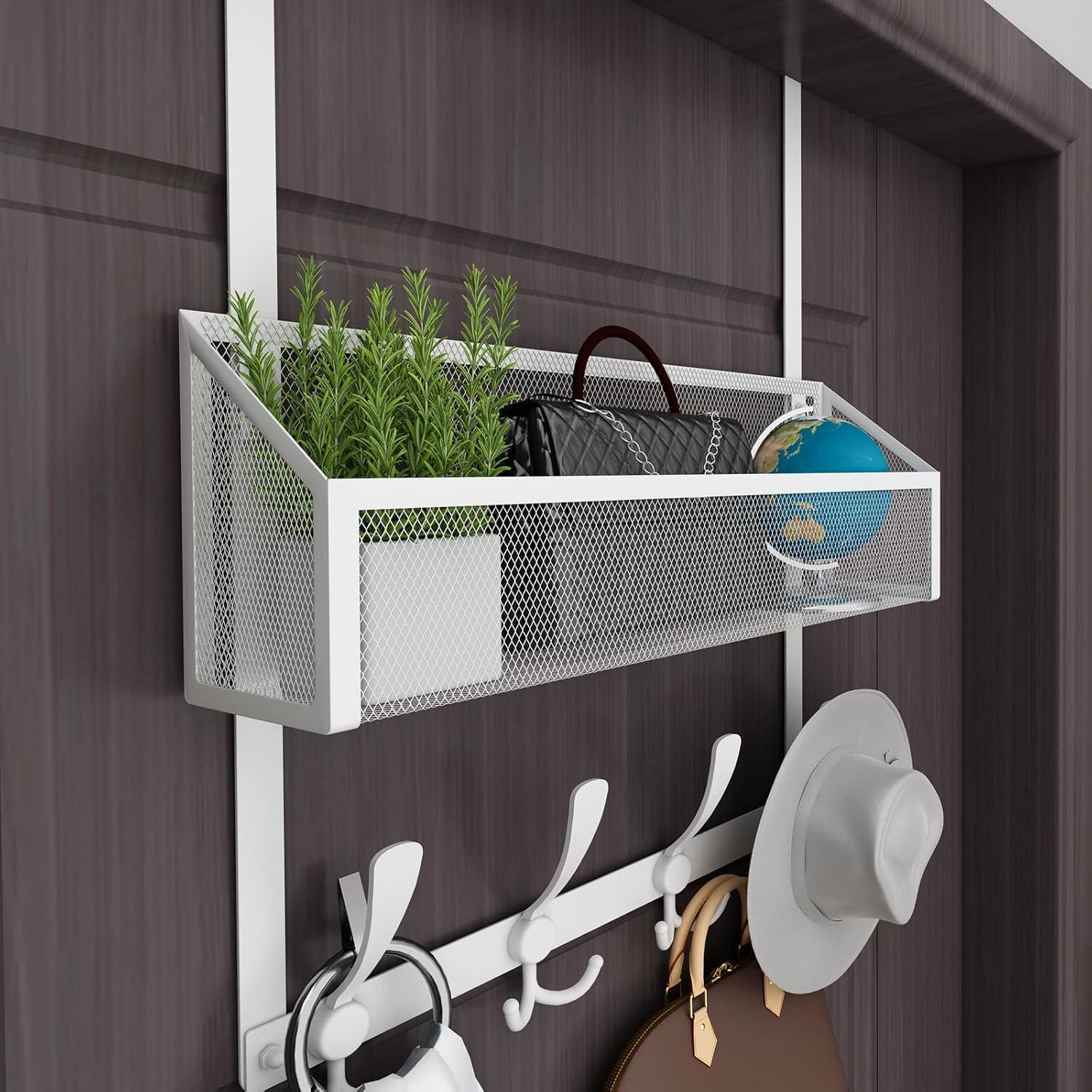 Organizador de Ganchos Sobre la Puerta Kaiferty 2 Niveles Blanco