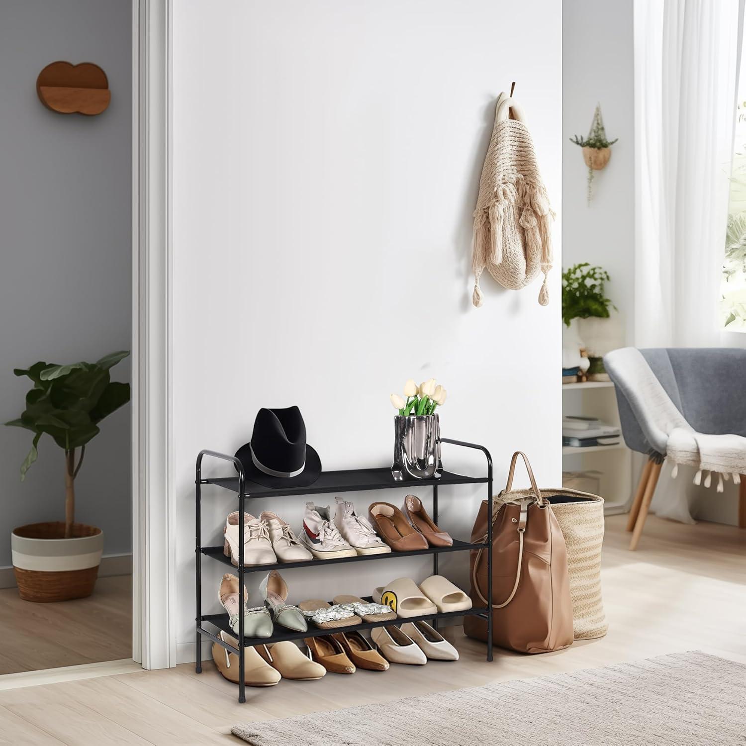 Estante para Zapatos MAX Houser 3 Niveles Negro Ajustable