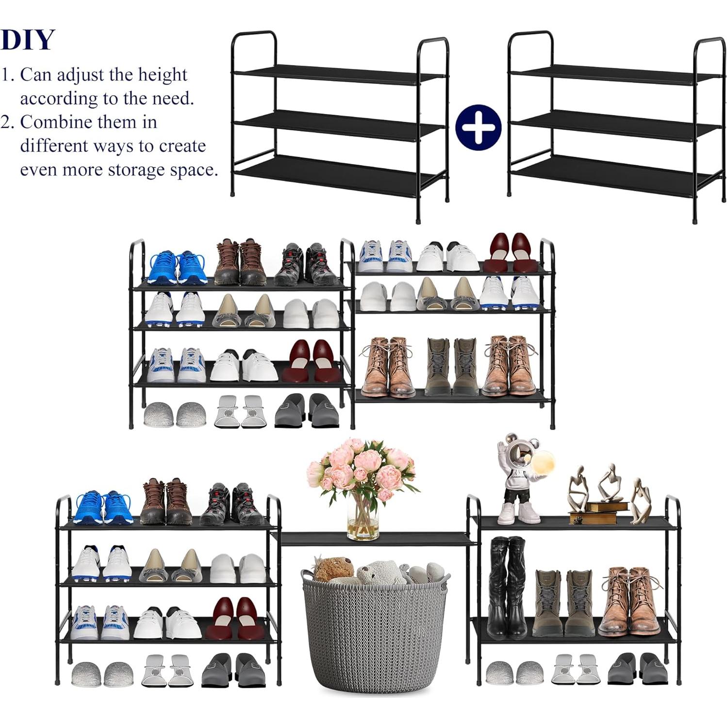 Estante para Zapatos MAX Houser 3 Niveles Negro Ajustable