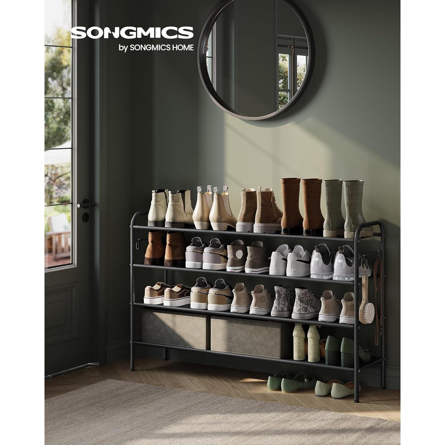 Estante para Zapatos SONGMICS Ajustable 4 Niveles Negro Tinta