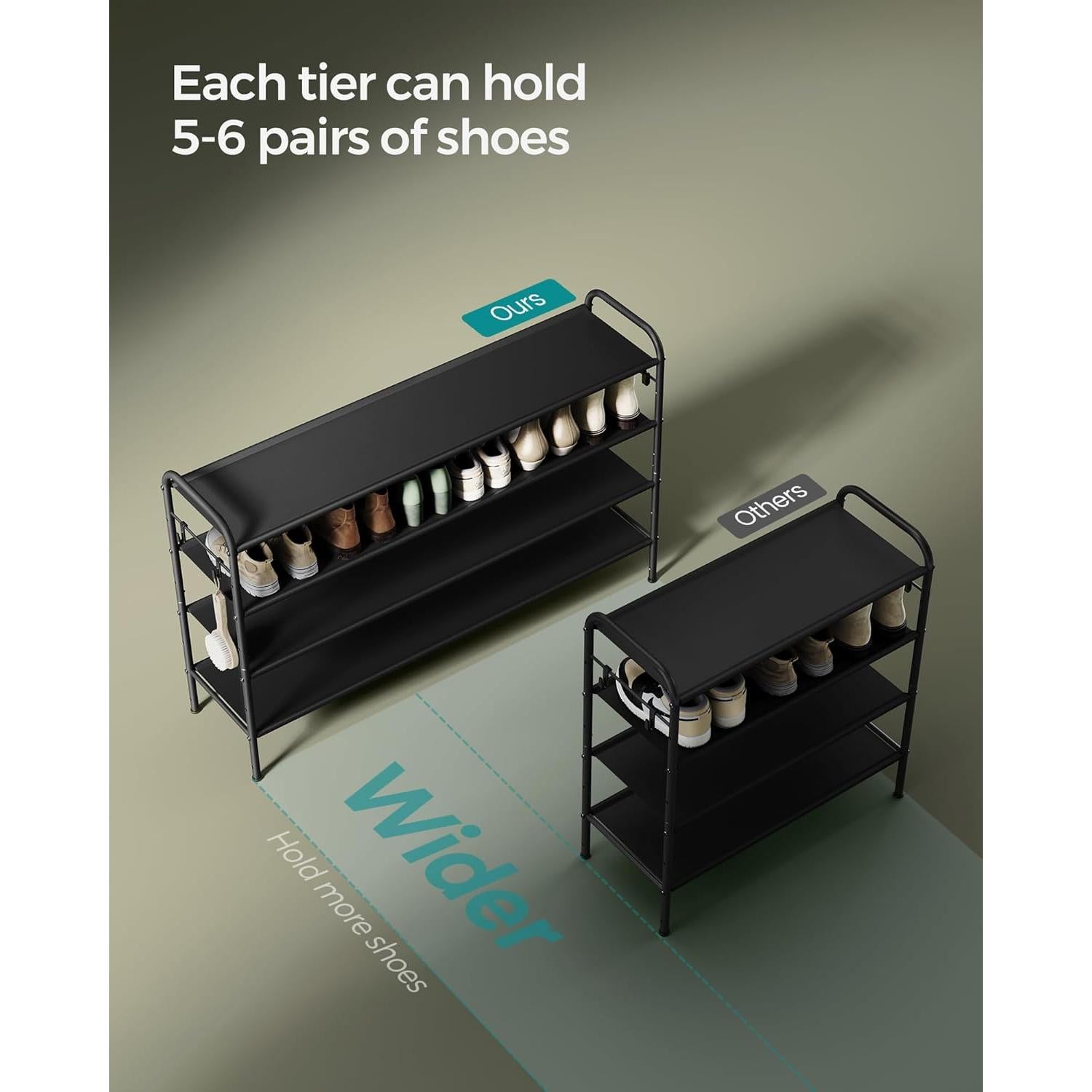 Estante para Zapatos SONGMICS Ajustable 4 Niveles Negro Tinta