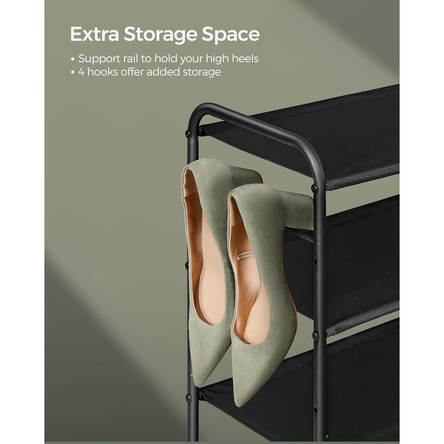 Estante para Zapatos SONGMICS Ajustable 4 Niveles Negro Tinta