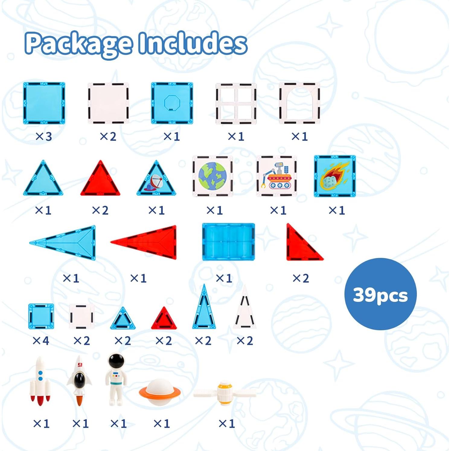 Azulejos Magnéticos de Construcción STEM MENYORD 39PCS