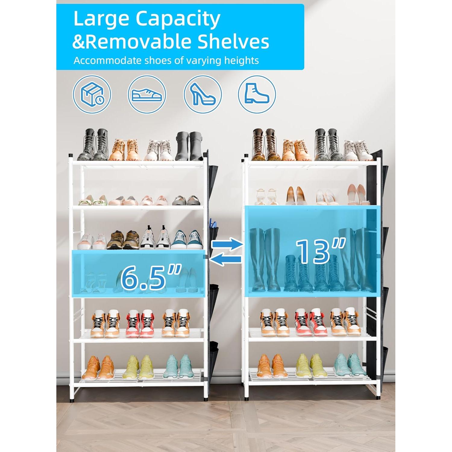 Estante de Zapatos de Metal MWQ 6 Niveles Blanco 68.58 cm