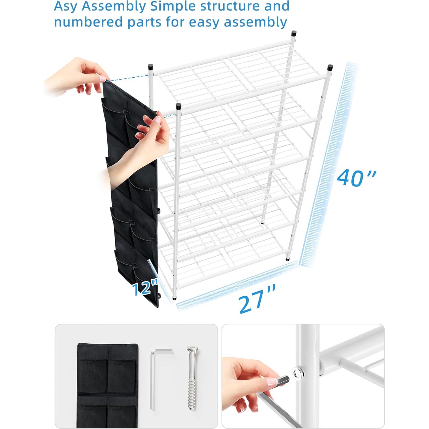 Estante de Zapatos de Metal MWQ 6 Niveles Blanco 68.58 cm