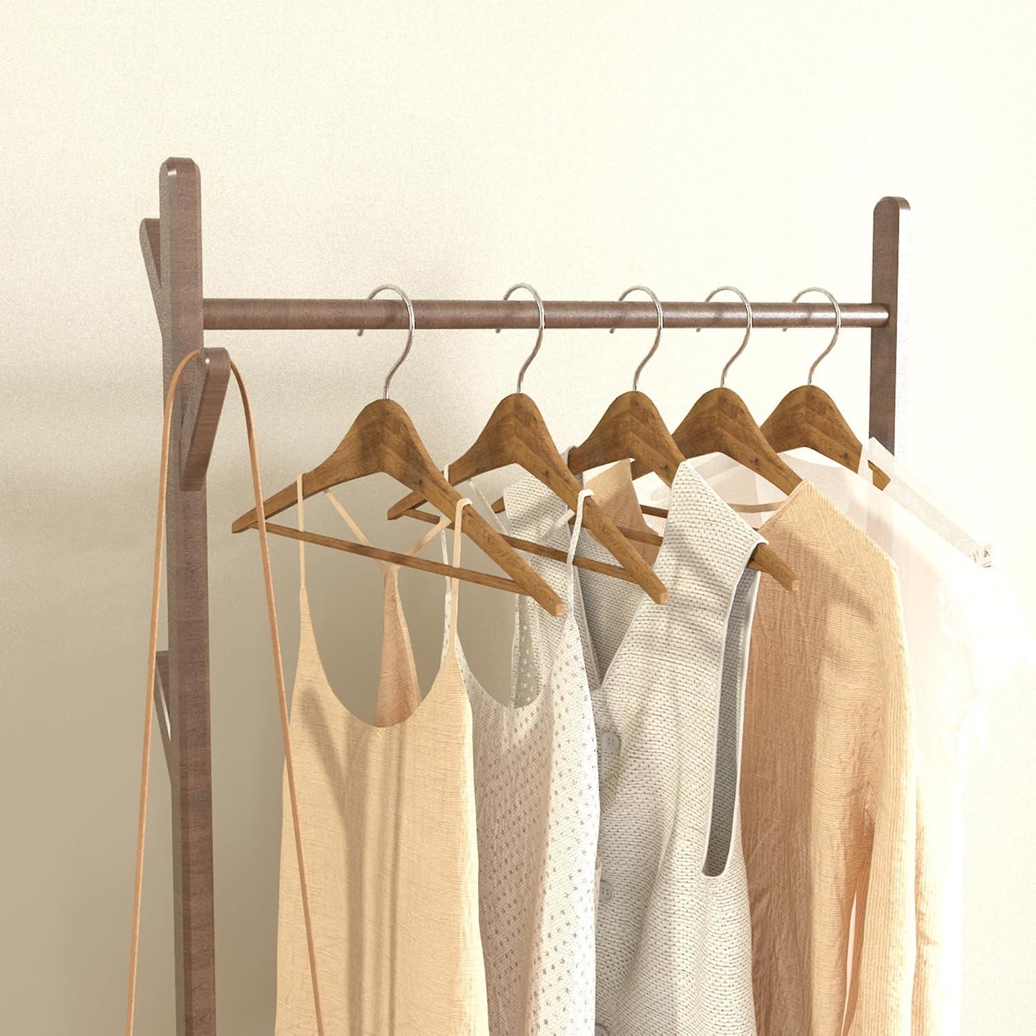 Perchero de Bambú O5ceanLuxe 165 cm con Estantes y Bolsa