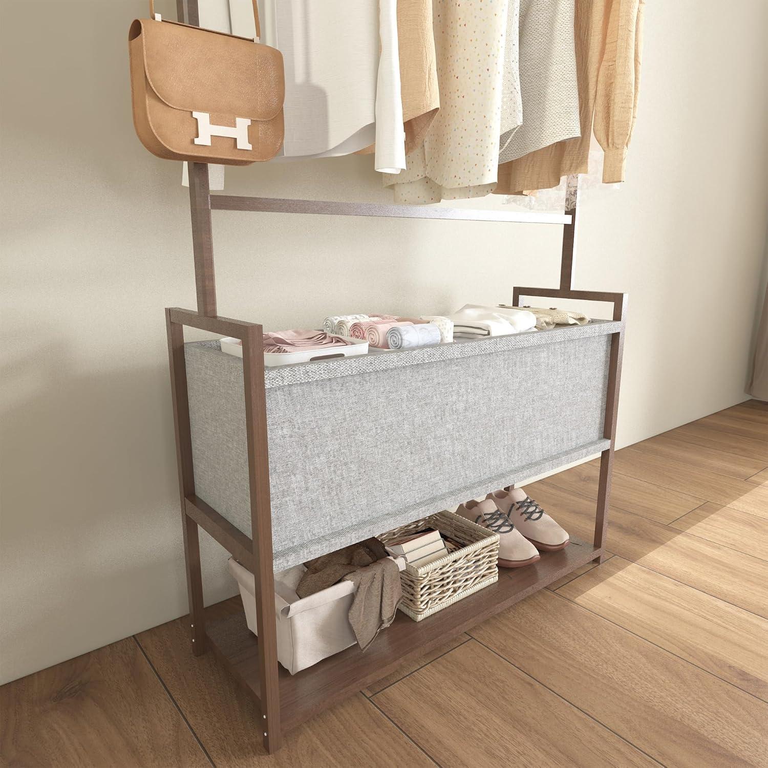 Perchero de Bambú O5ceanLuxe 165 cm con Estantes y Bolsa