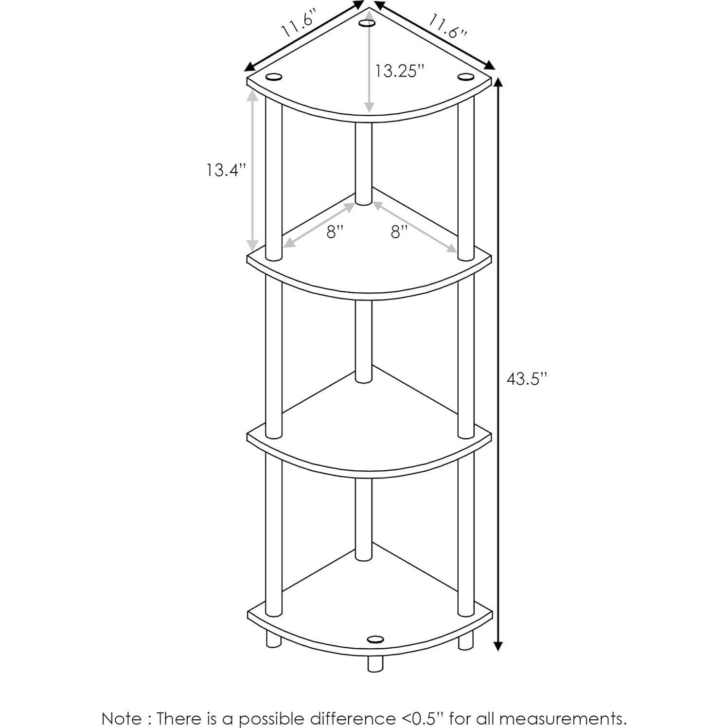Estante de Esquina 4 Niveles Furinno Turn-N-Tube Roble Gris/Negro