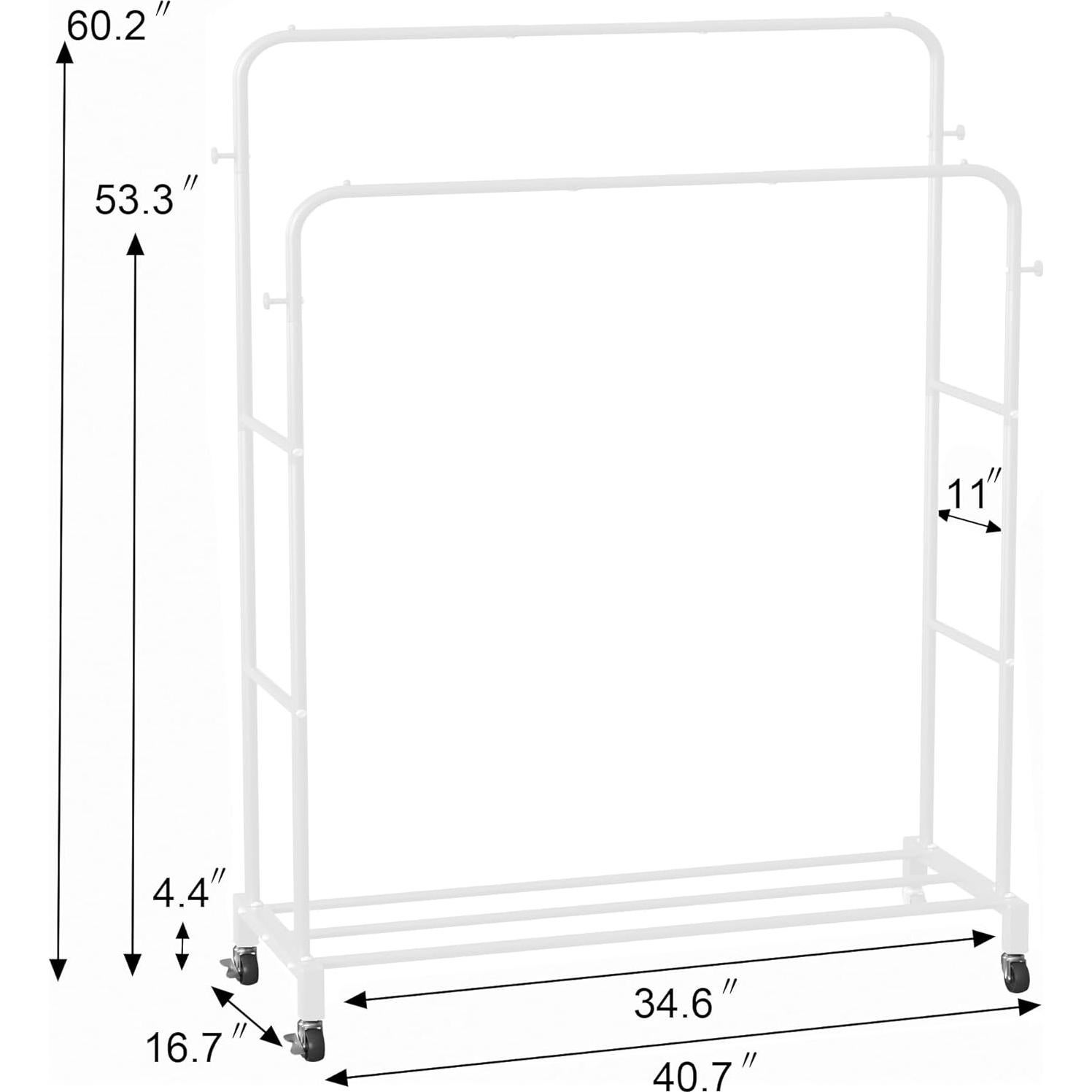Perchero Doble Sooyee con Ruedas y 3 Niveles Blanco