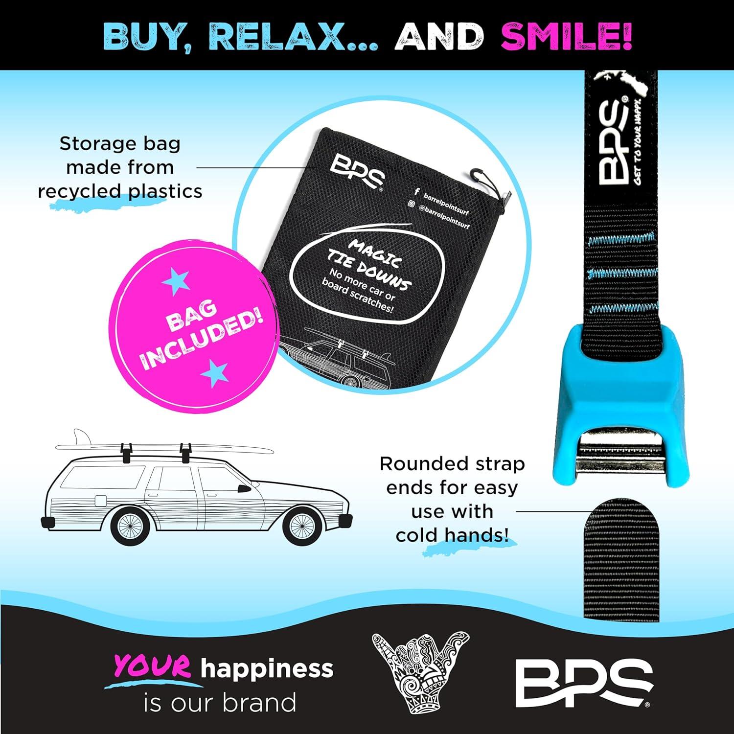 Correas de Amarre BPS 15 pies Mágicas 2-Pack Azul