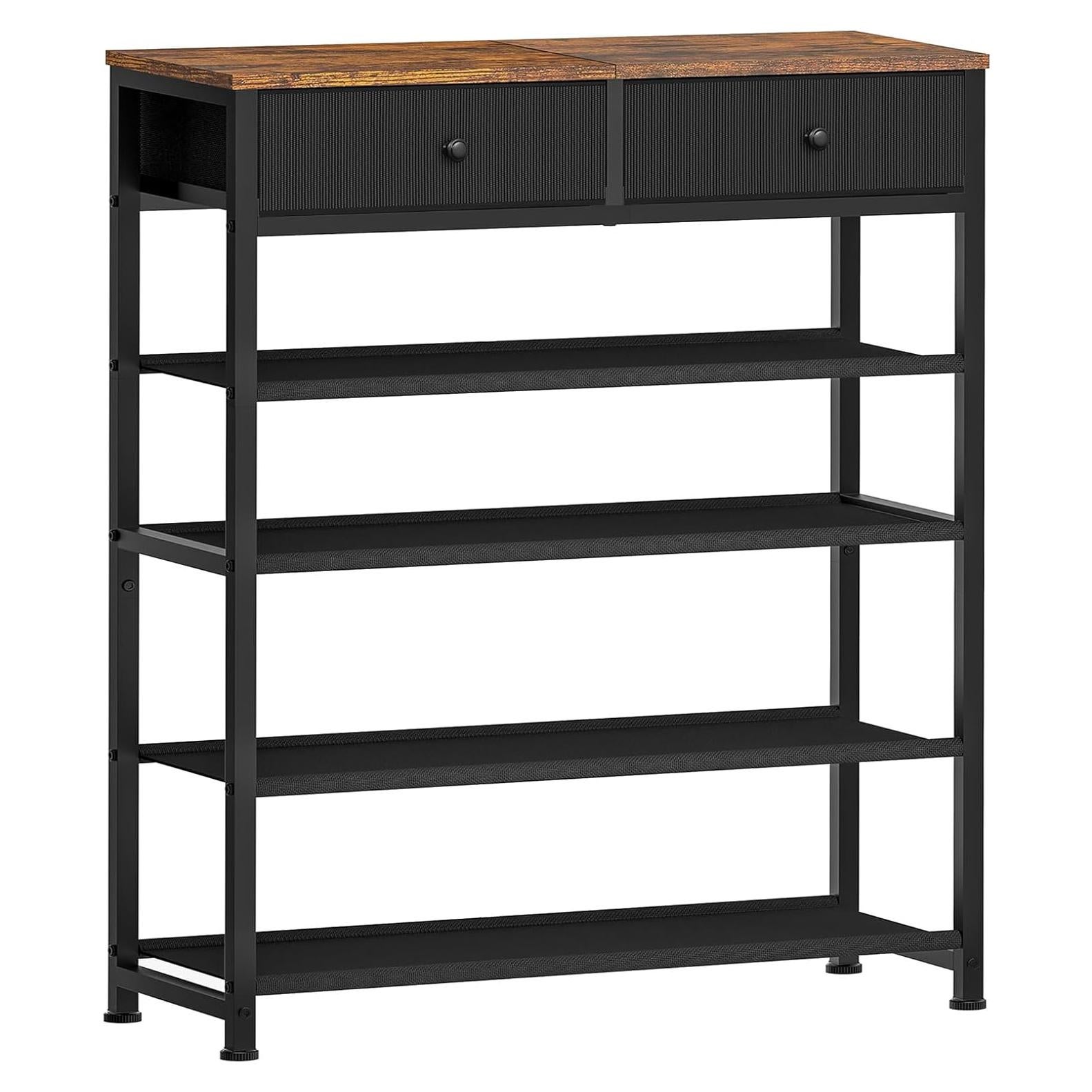 Estante para Zapatos Usikey 5 Niveles con 2 Cajones Negro