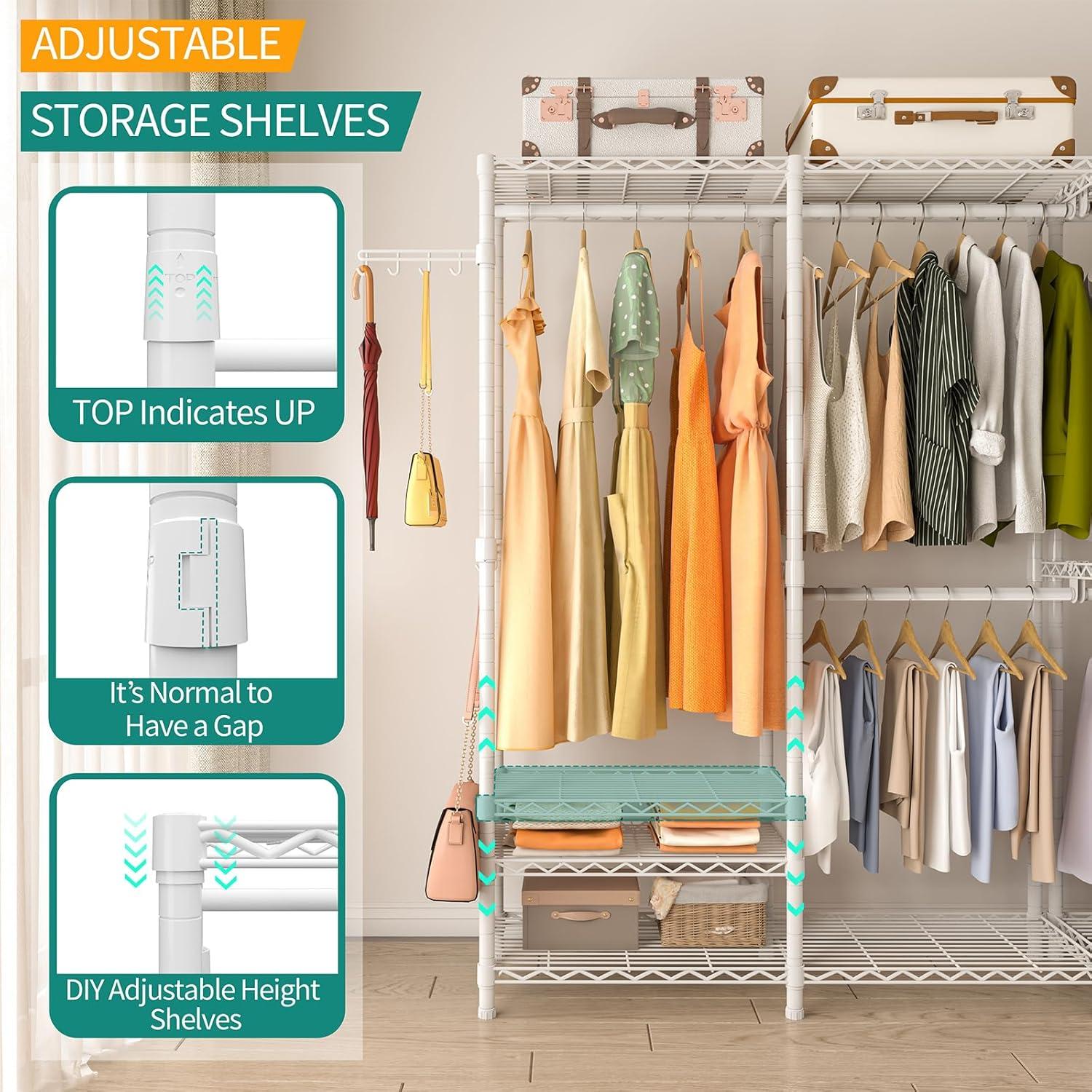 Estante para Ropa Exglobol Blanco 3 Niveles 113.5x42x195 cm