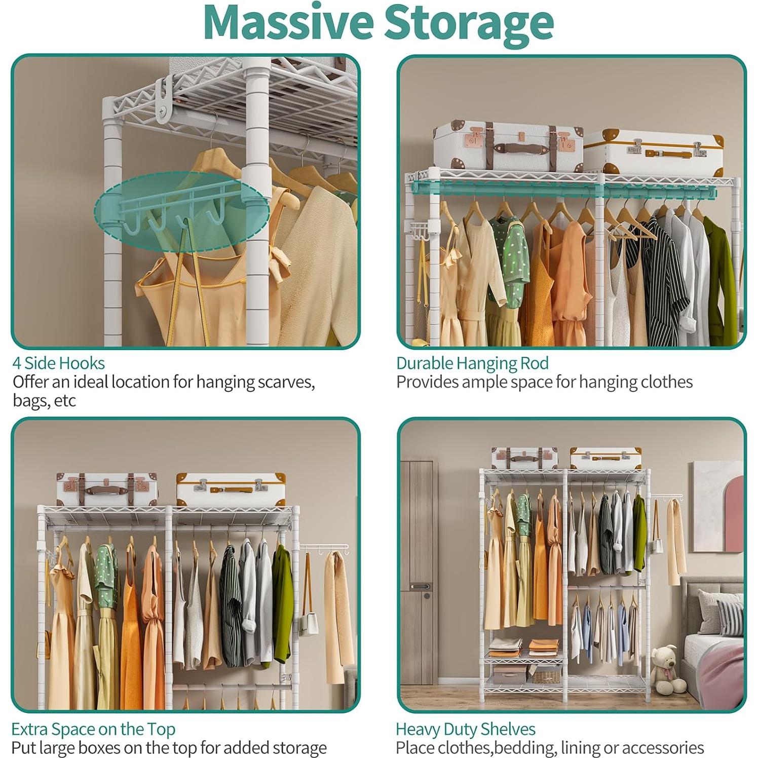 Estante para Ropa Exglobol Blanco 3 Niveles 113.5x42x195 cm