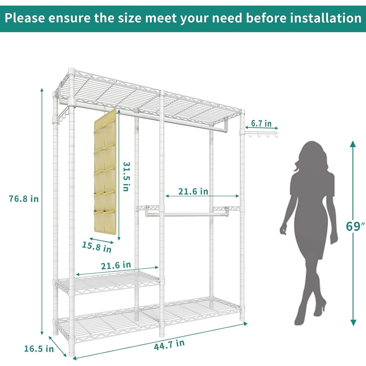 Estante para Ropa Exglobol Blanco 3 Niveles 113.5x42x195 cm
