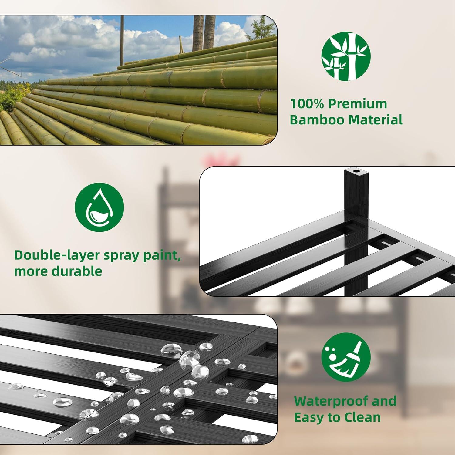 Organizador de Zapatos de Bambú VOPOG 4 Niveles Negro