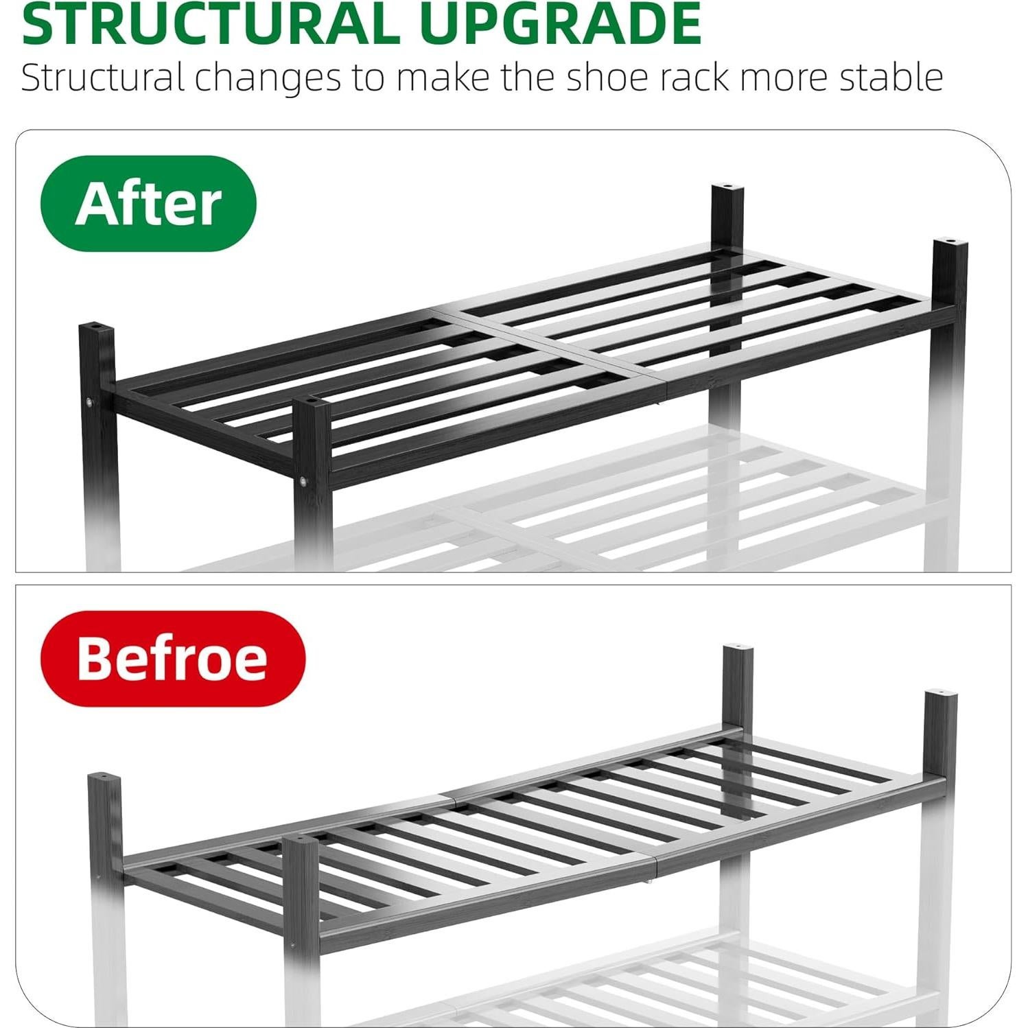 Organizador de Zapatos de Bambú VOPOG 4 Niveles Negro