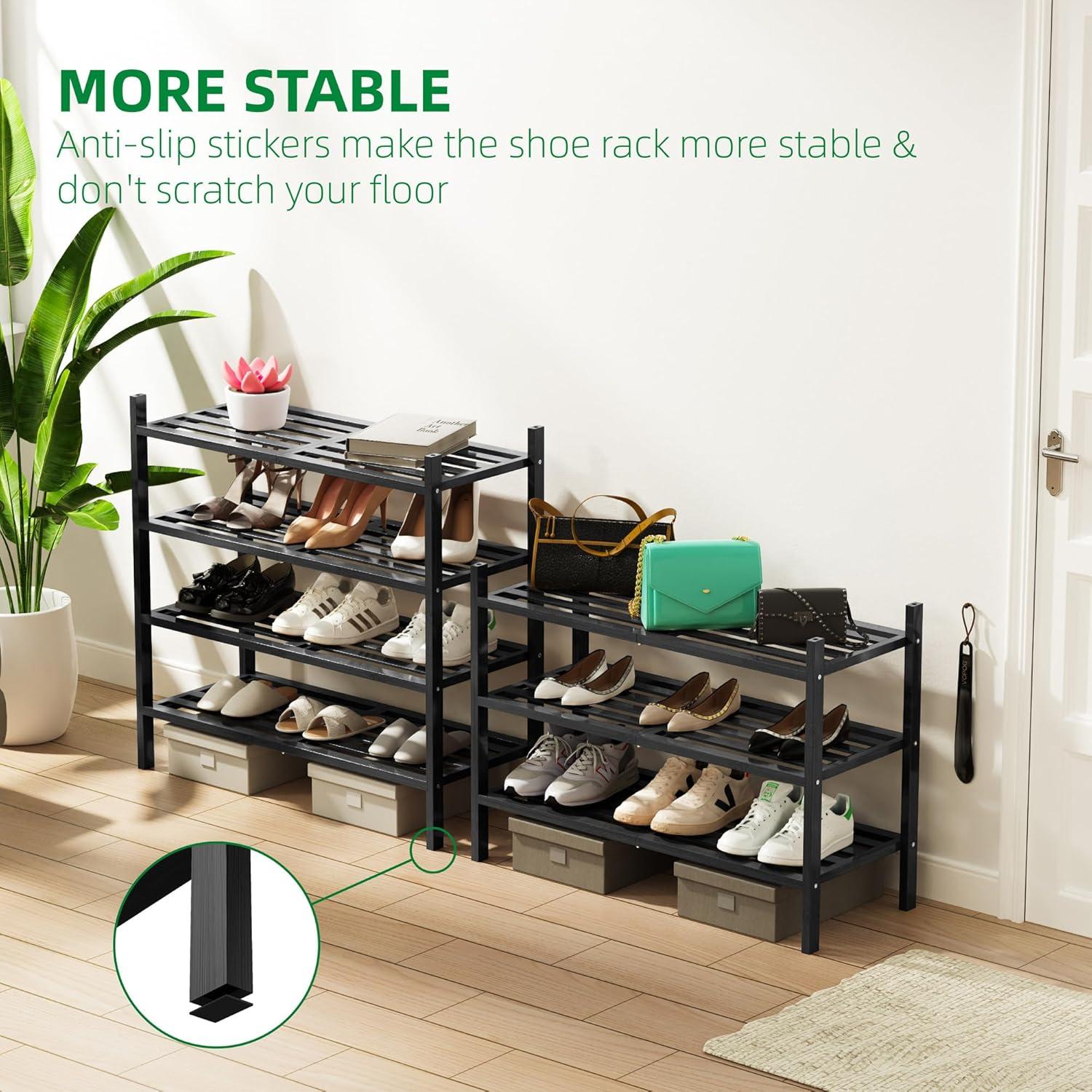 Organizador de Zapatos de Bambú VOPOG 4 Niveles Negro