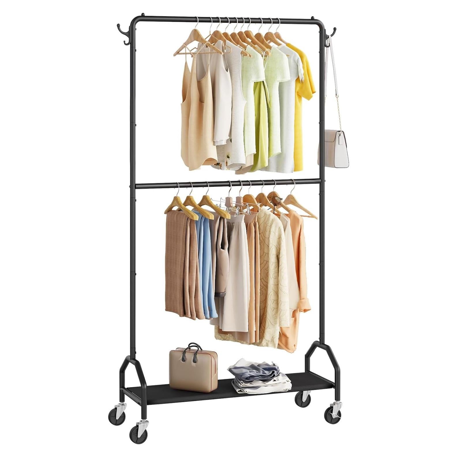 Perchero Doble Wiracks con Ruedas 130kg 87.6x40.1x200.7cm