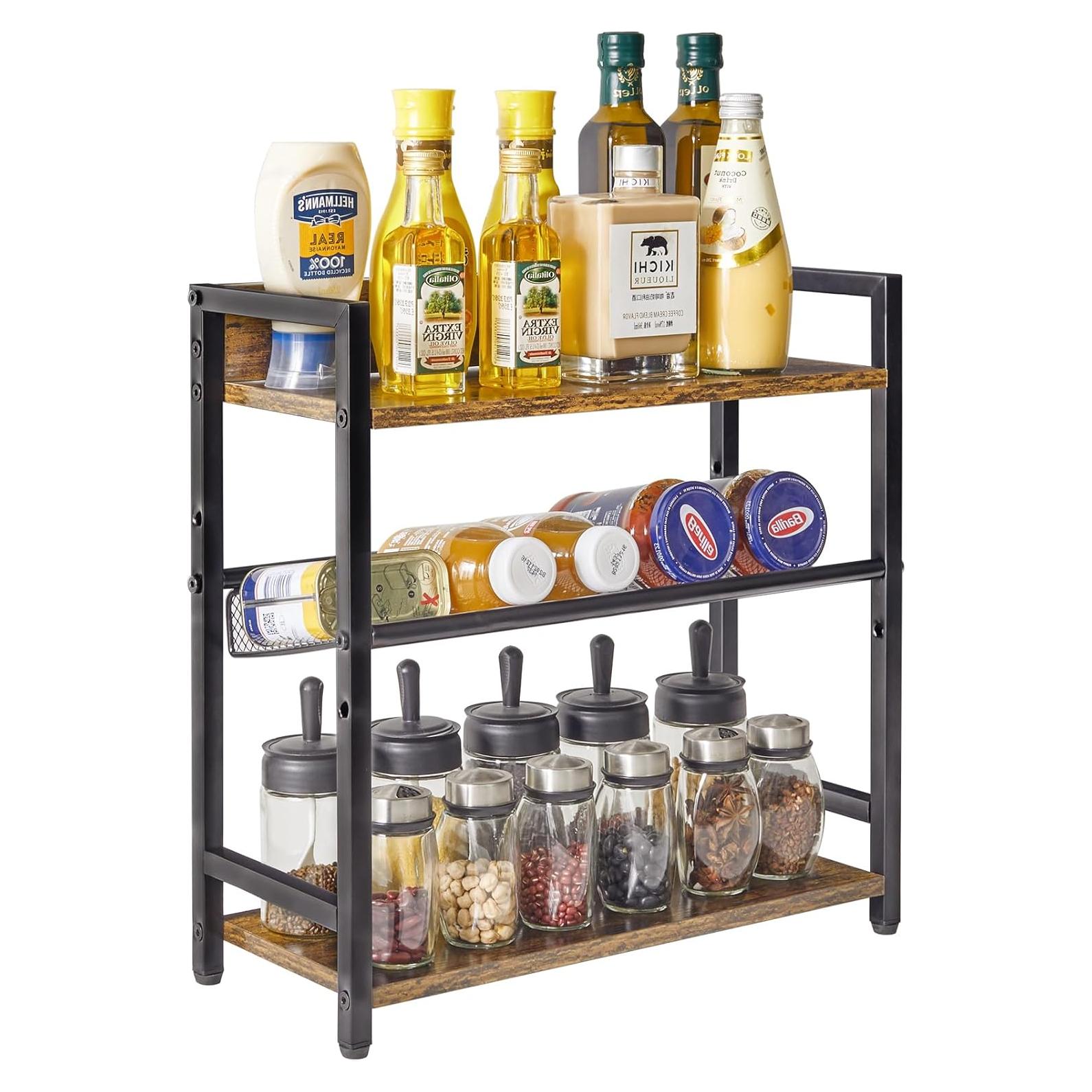 Estante de Especias IBUYKE 3 Niveles Madera Marrón Rústico