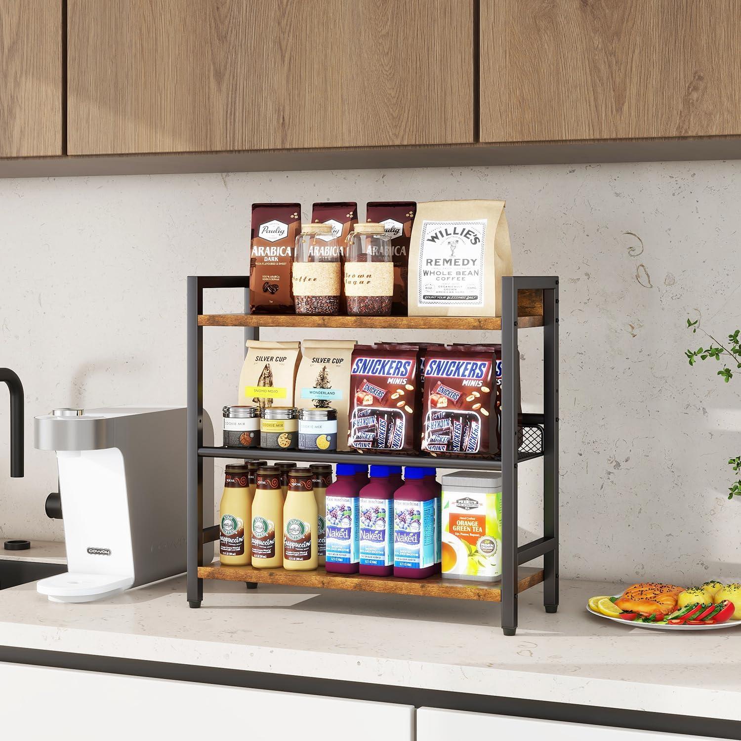 Estante de Especias IBUYKE 3 Niveles Madera Marrón Rústico