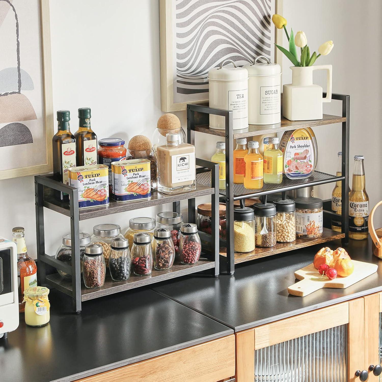 Estante de Especias IBUYKE 3 Niveles Madera Marrón Rústico