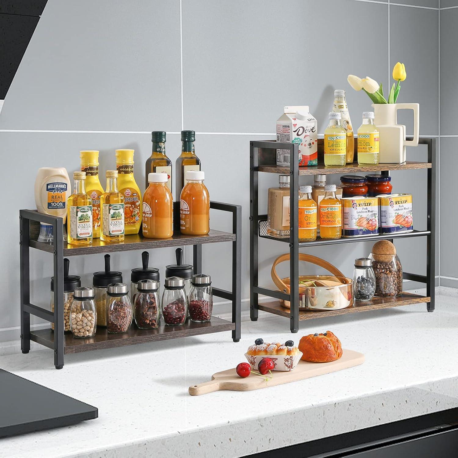 Estante de Especias IBUYKE 3 Niveles Madera Marrón Rústico