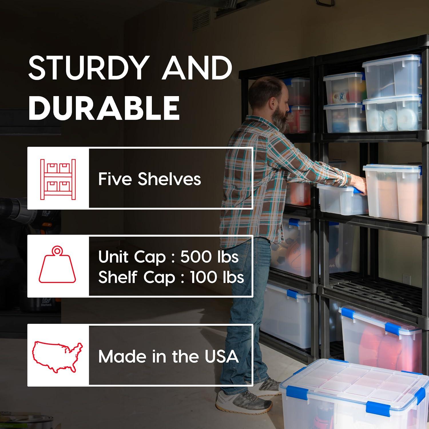 Estantería de Plástico IRIS USA 5 Niveles 227kg Negra