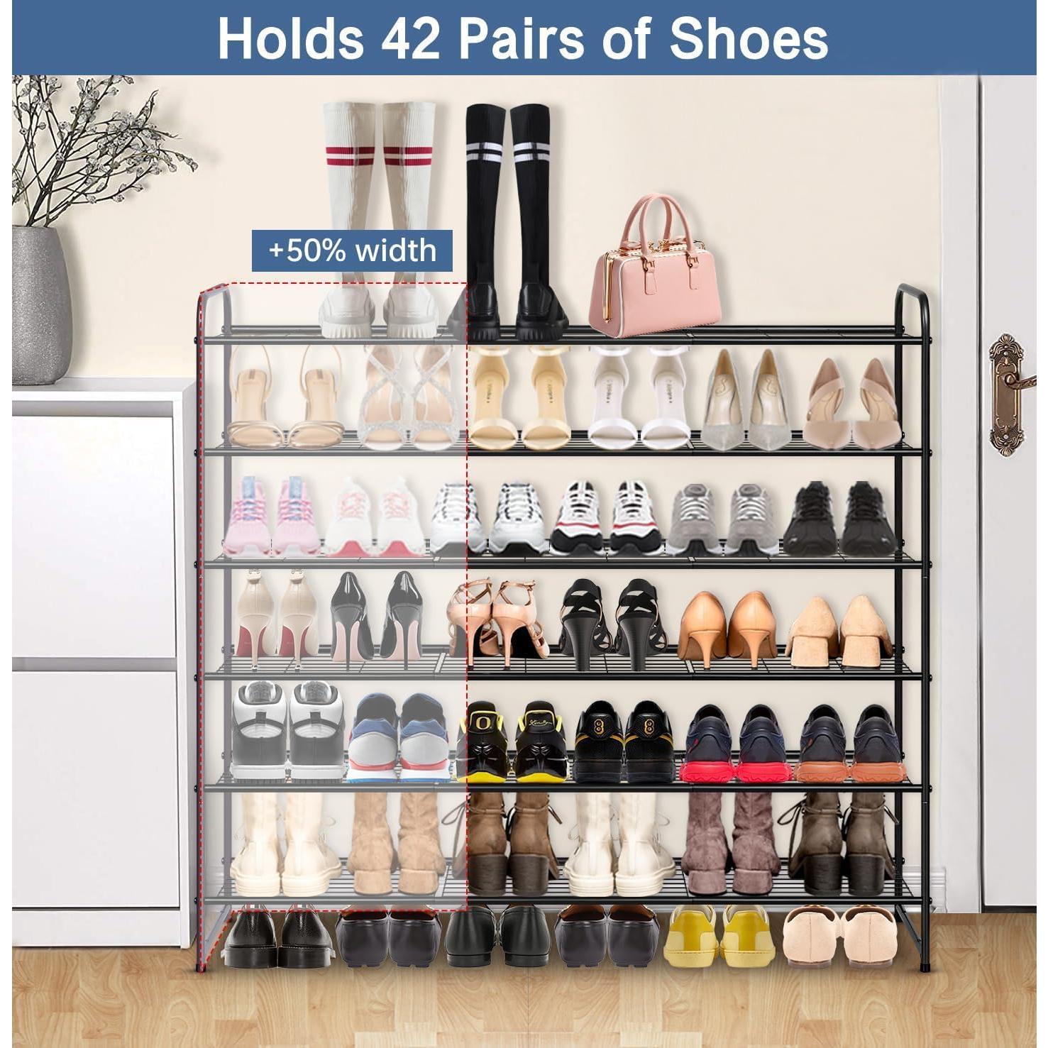 Estante de Zapatos KEETDY 6 Niveles Metal Negro 42 Pares