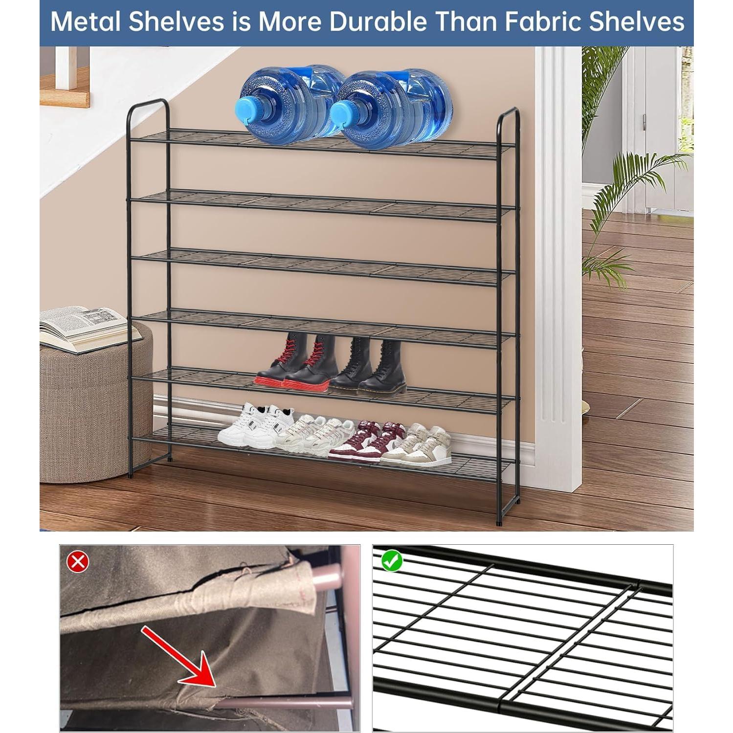 Estante de Zapatos KEETDY 6 Niveles Metal Negro 42 Pares