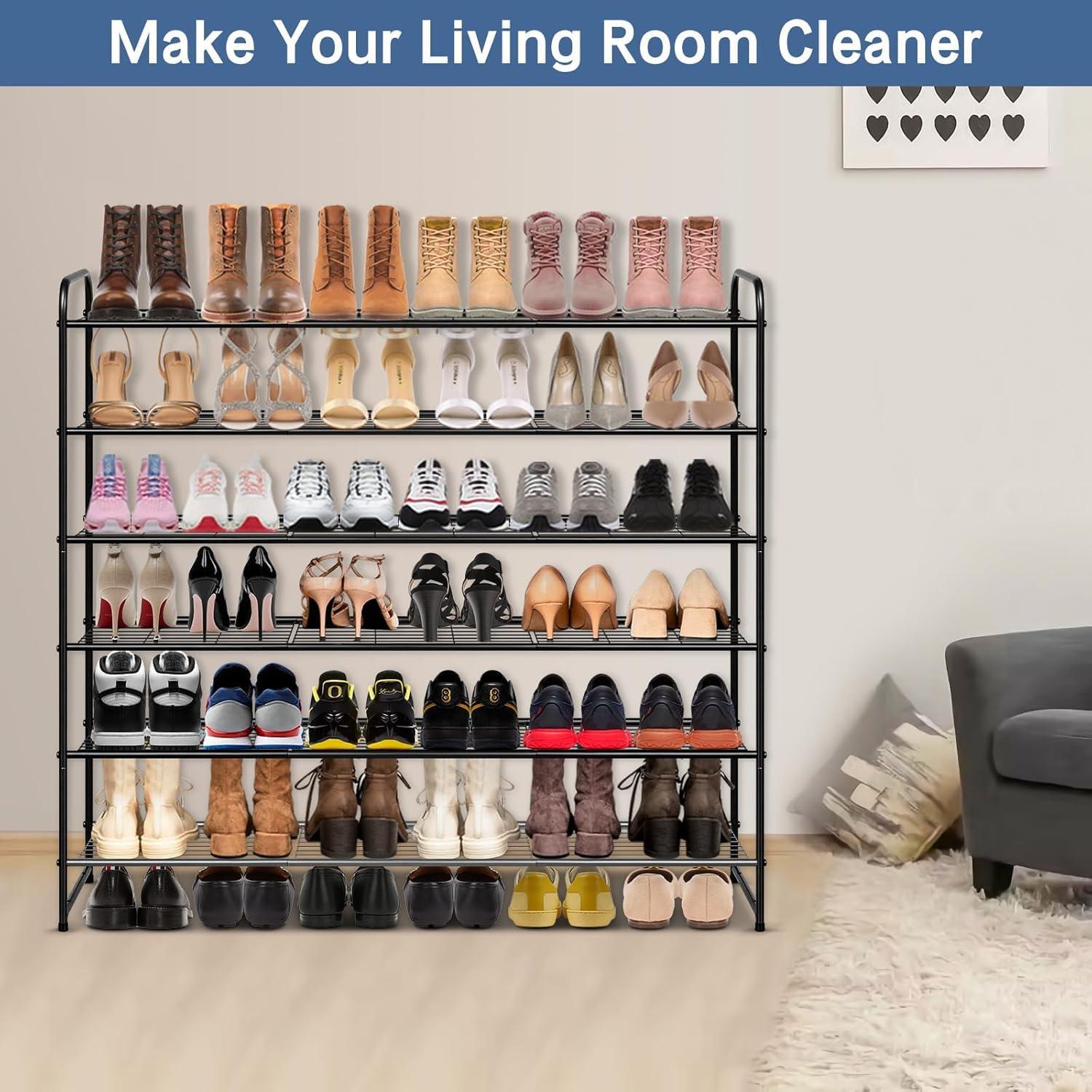 Estante de Zapatos KEETDY 6 Niveles Metal Negro 42 Pares