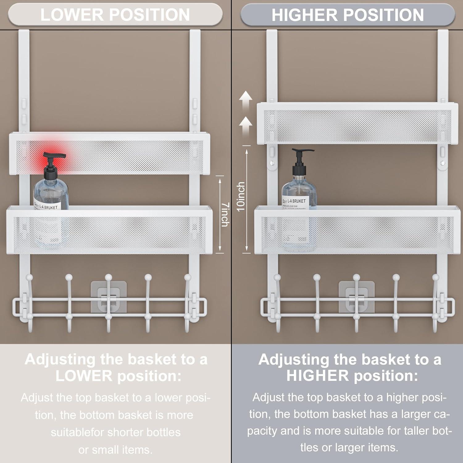 Organizador de Puerta Aimeaihe con 2 Cestas y 10 Ganchos Blanco