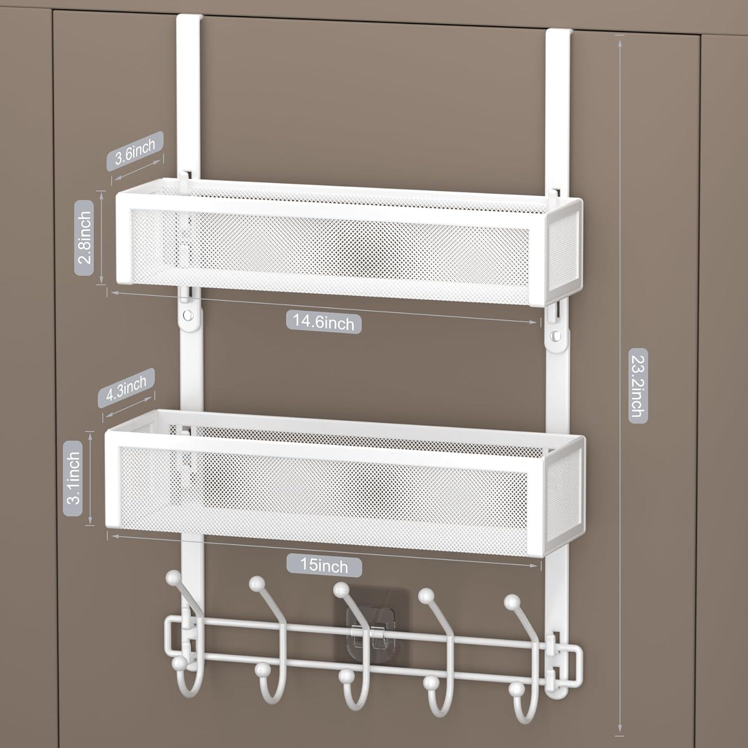Organizador de Puerta Aimeaihe con 2 Cestas y 10 Ganchos Blanco