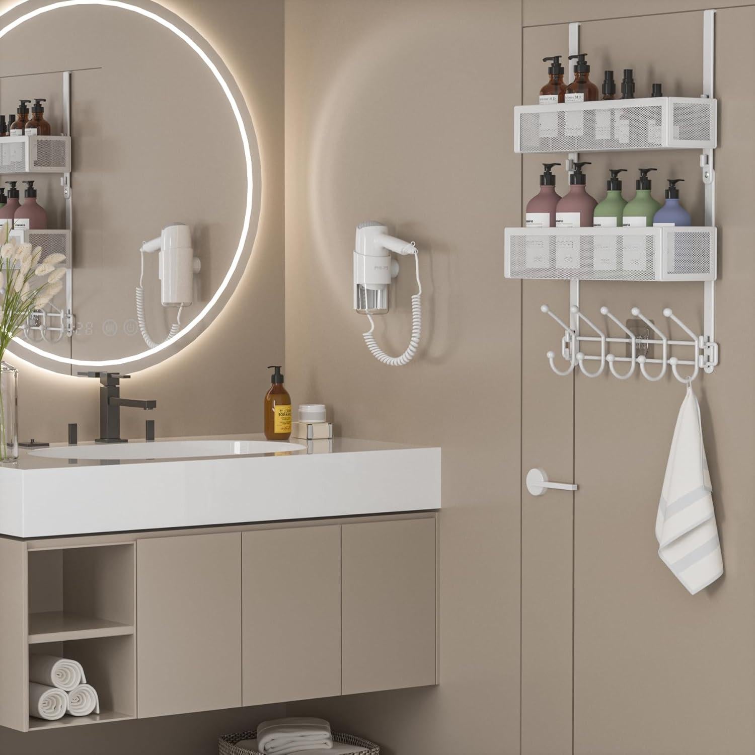 Organizador de Puerta Aimeaihe con 2 Cestas y 10 Ganchos Blanco