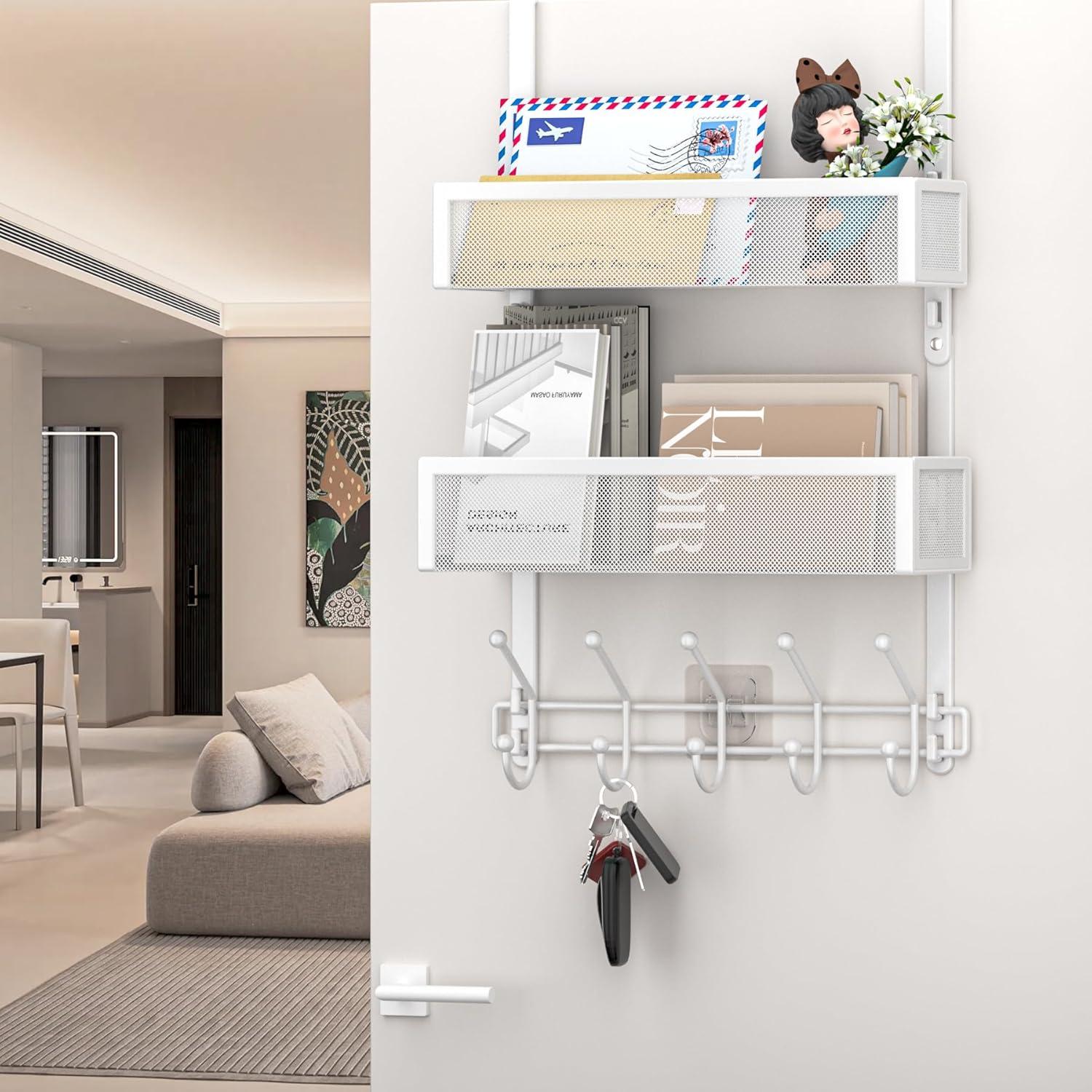 Organizador de Puerta Aimeaihe con 2 Cestas y 10 Ganchos Blanco