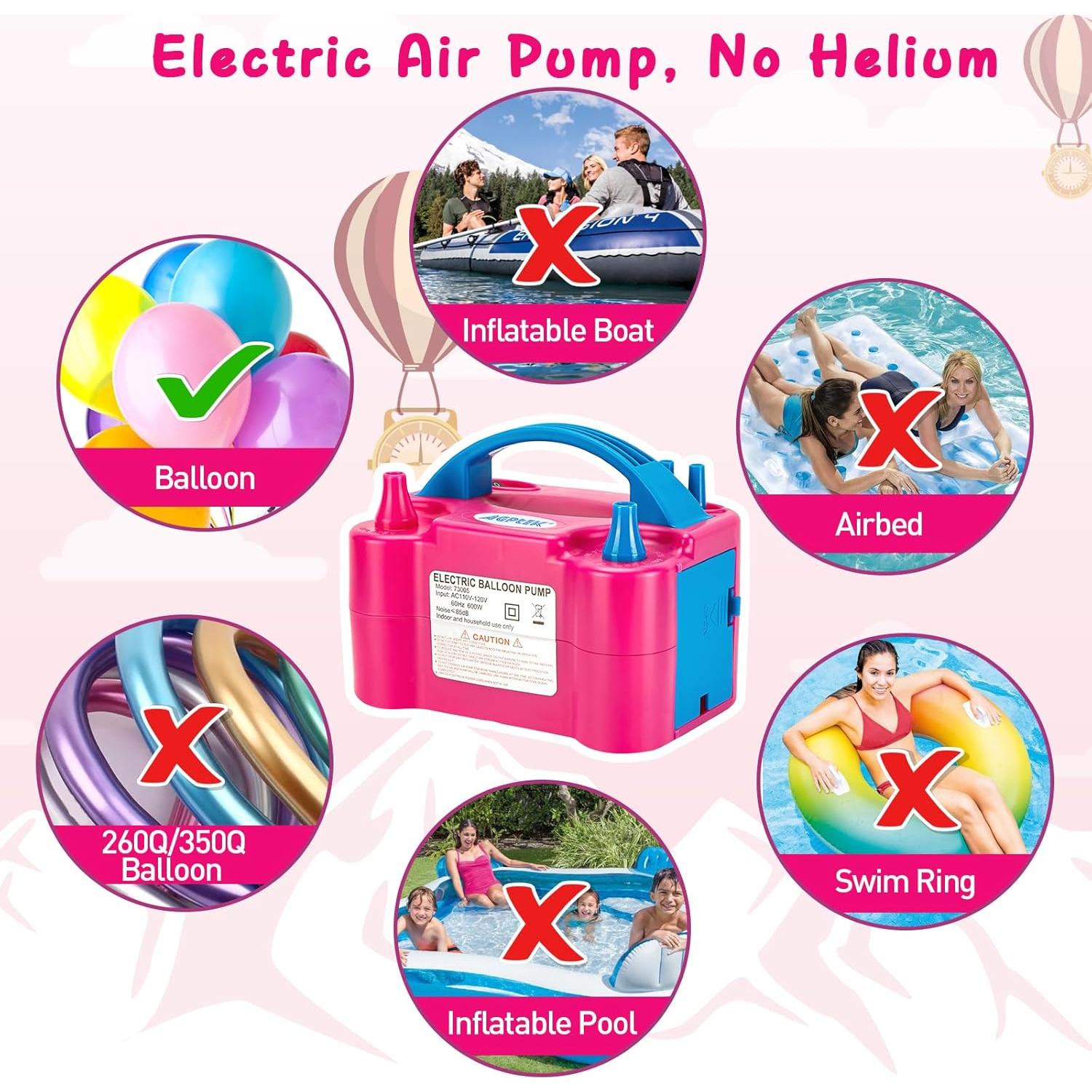 Bomba de Aire Eléctrica AGPTEK Rosa 600W Doble Boquilla