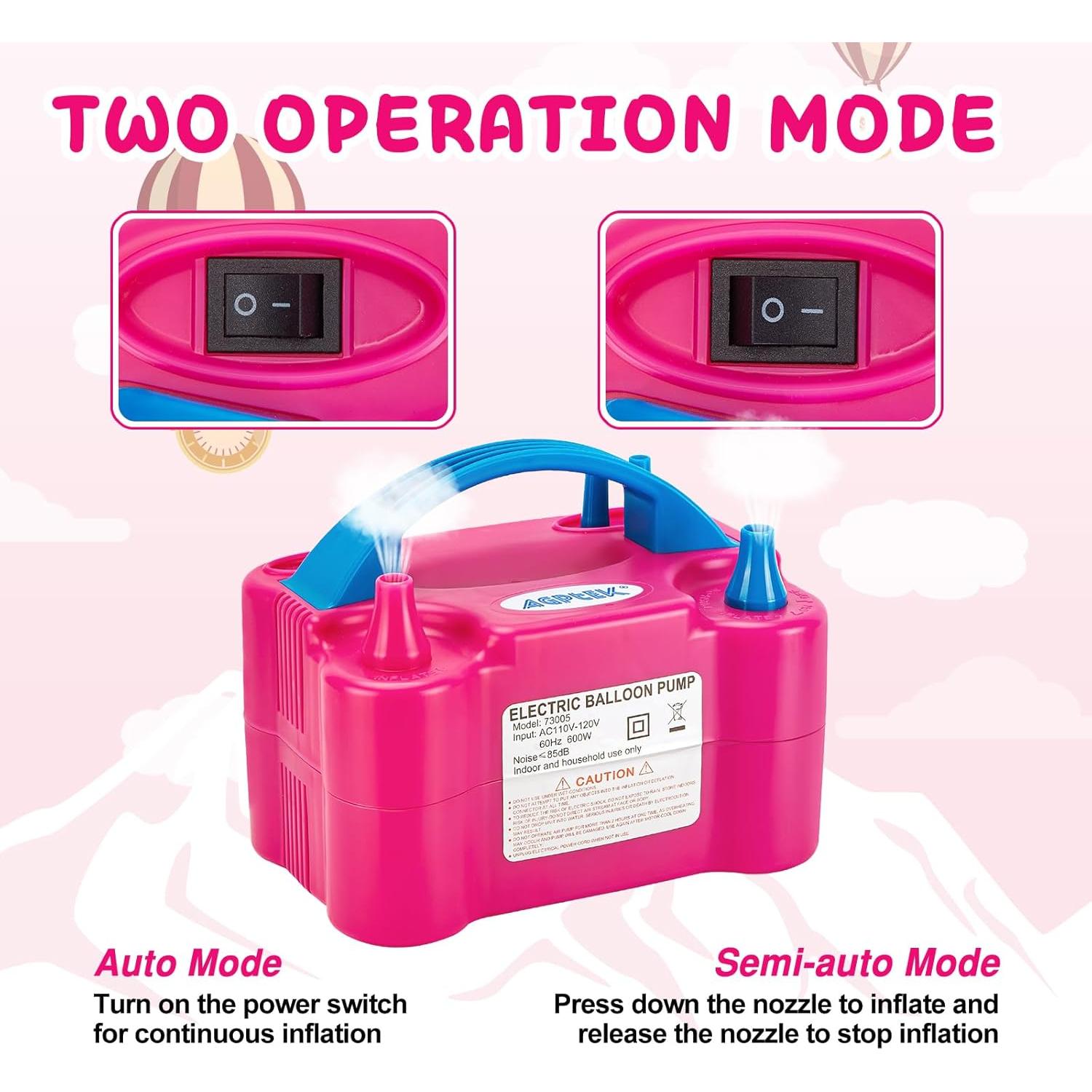 Bomba de Aire Eléctrica AGPTEK Rosa 600W Doble Boquilla