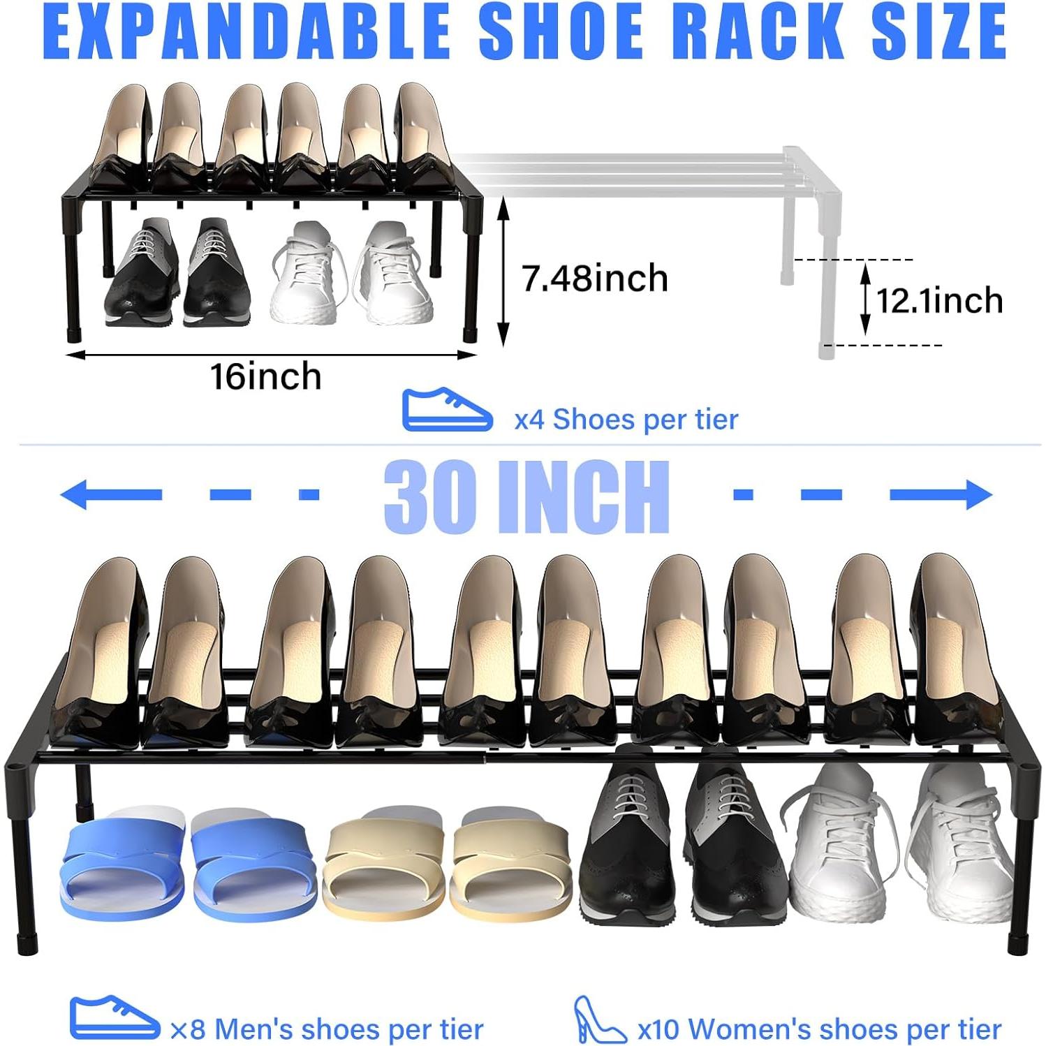 Estante de Zapatos Expandible Teenyyou 40-76 cm Negro Metal 2 Pcs