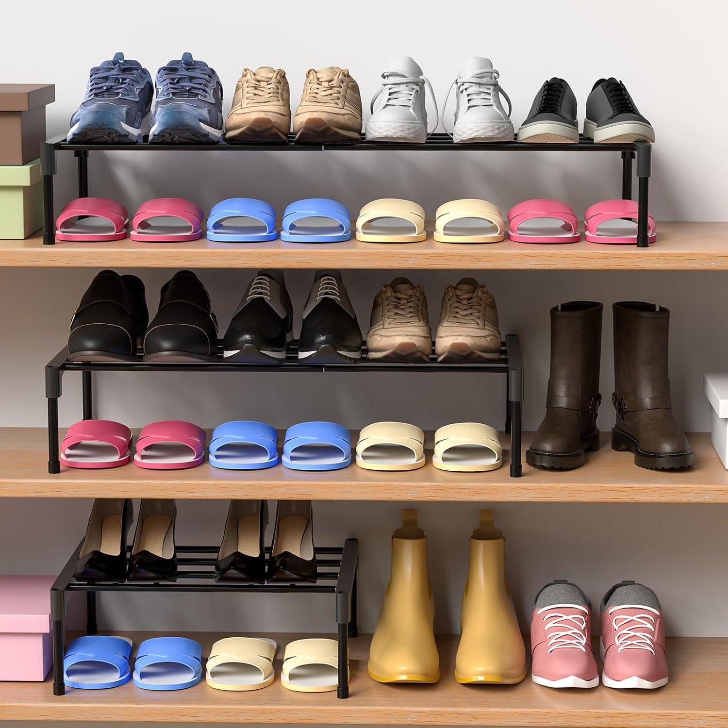 Estante de Zapatos Expandible Teenyyou 40-76 cm Negro Metal 2 Pcs