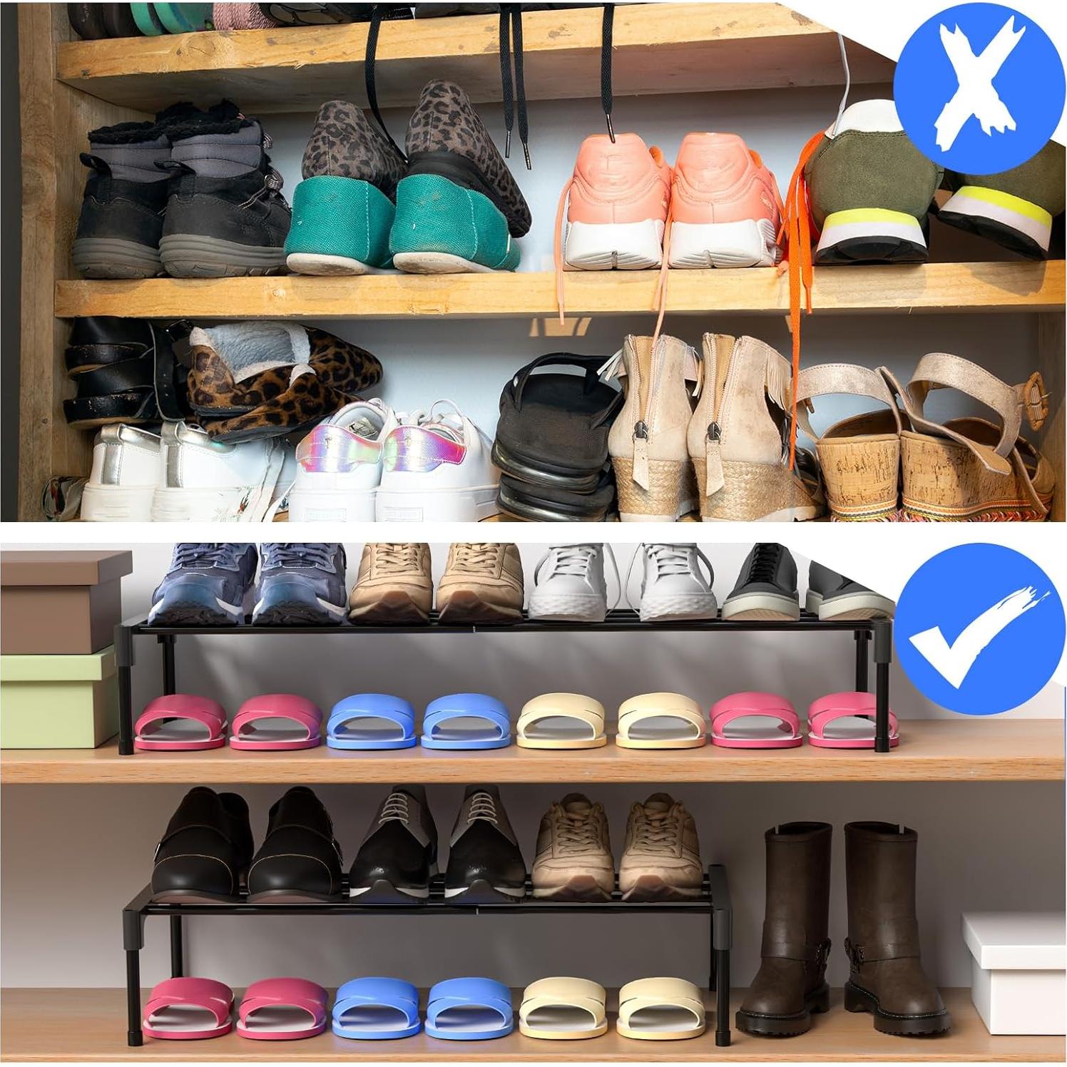 Estante de Zapatos Expandible Teenyyou 40-76 cm Negro Metal 2 Pcs